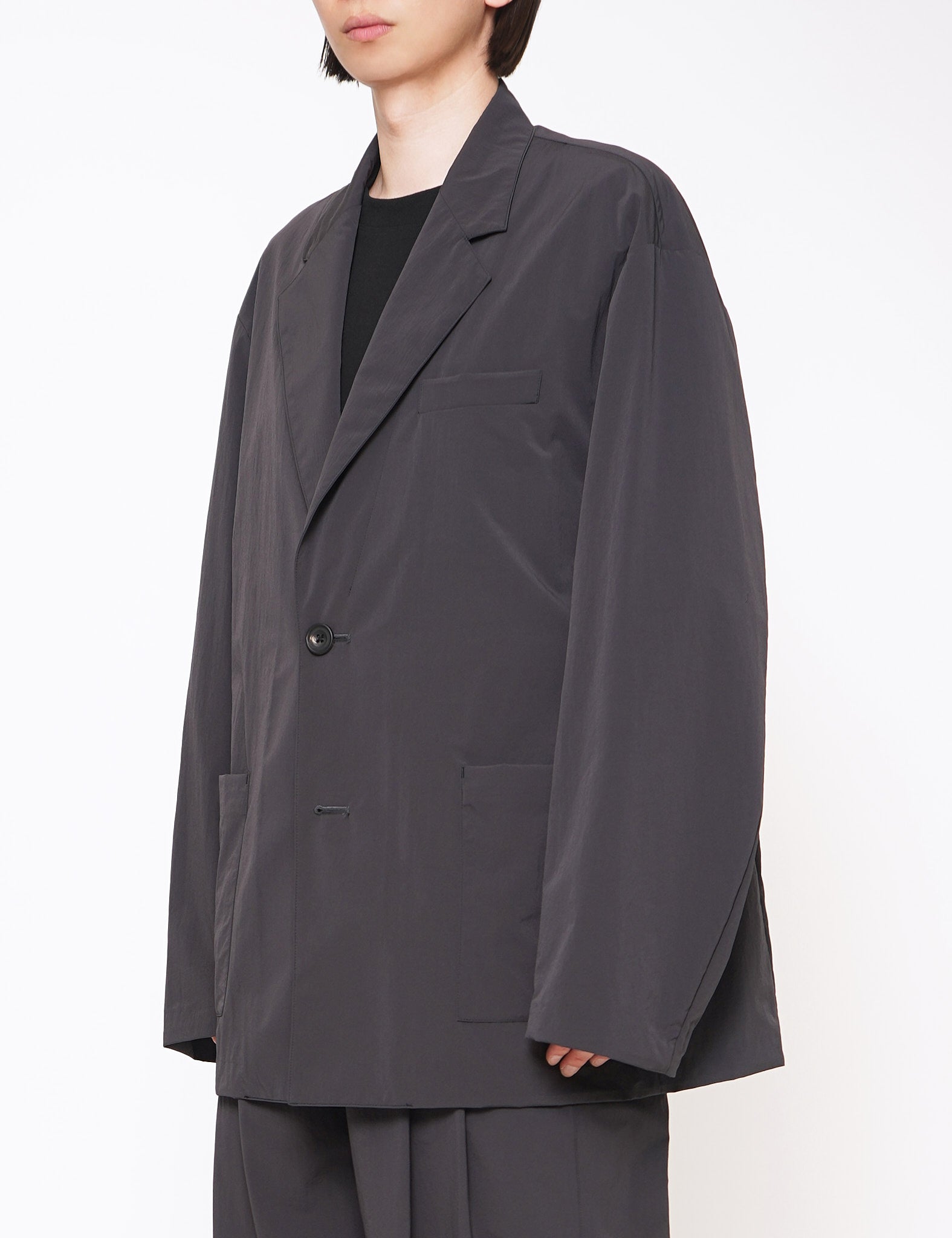 DARK GREY KHAKI WINDPROOF NYLON EASY JACKET