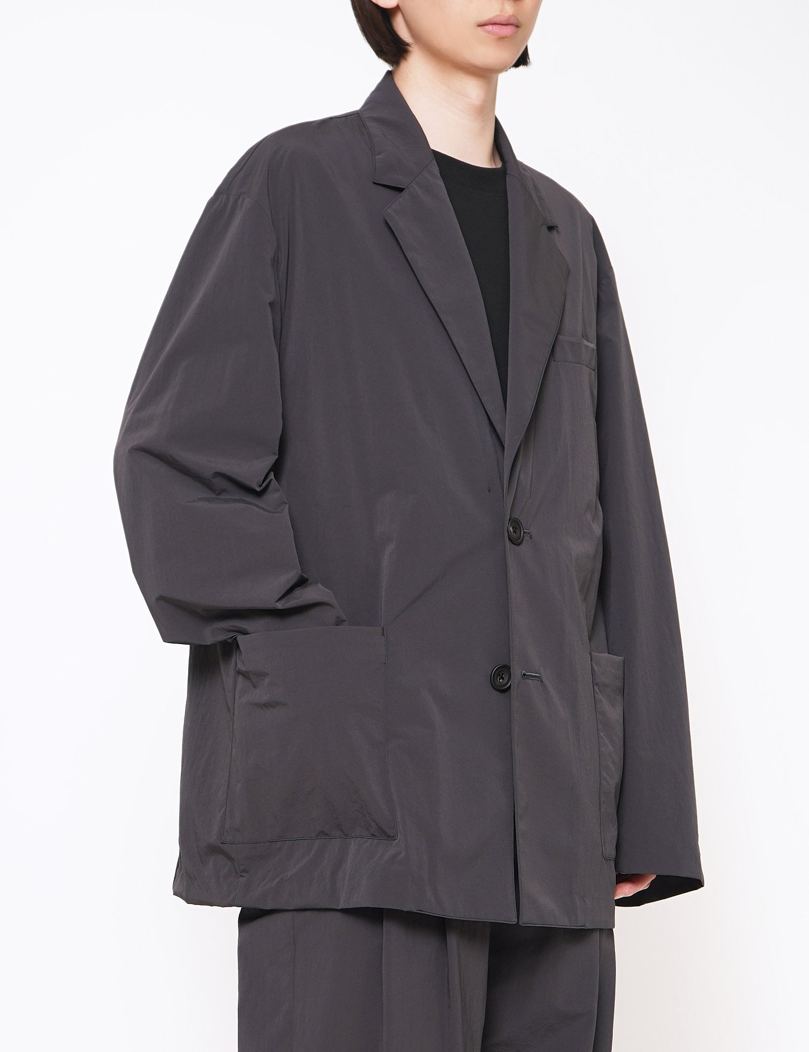 DARK GREY KHAKI WINDPROOF NYLON EASY JACKET