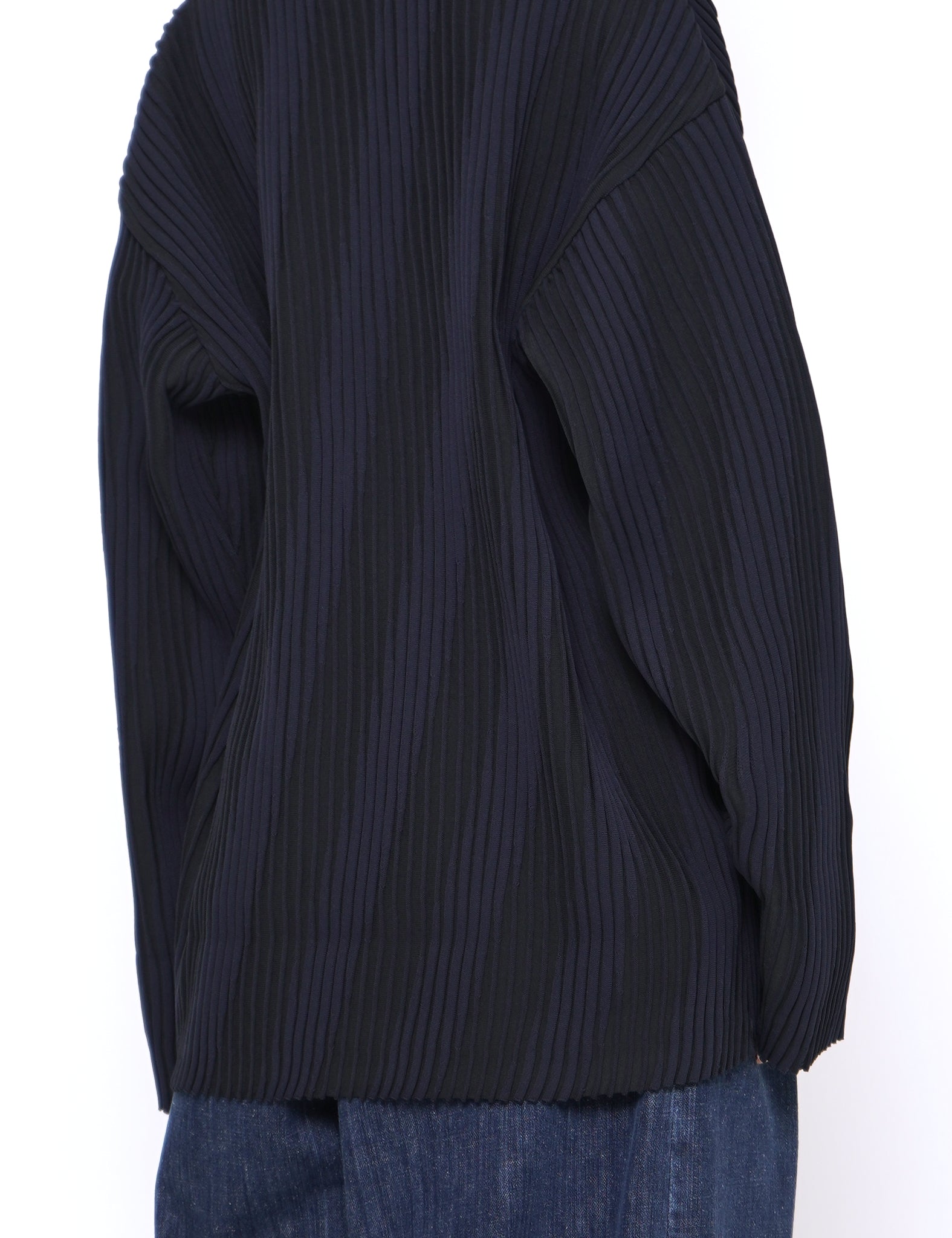 DARK NAVY OBLIQUE PATTERNED LONG SLEEVE KNIT