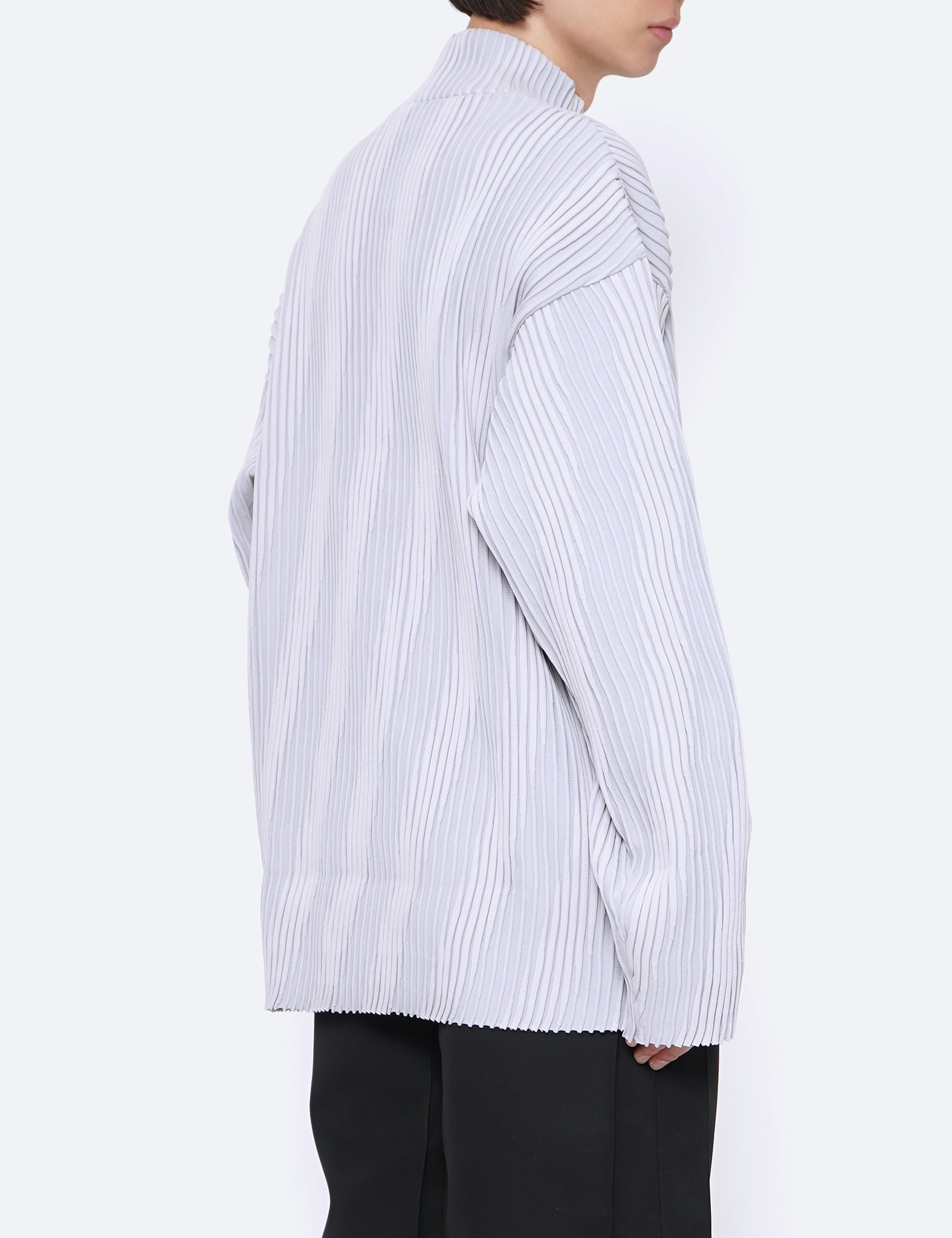 GREY OBLIQUE PATTERNED LONG SLEEVE KNIT