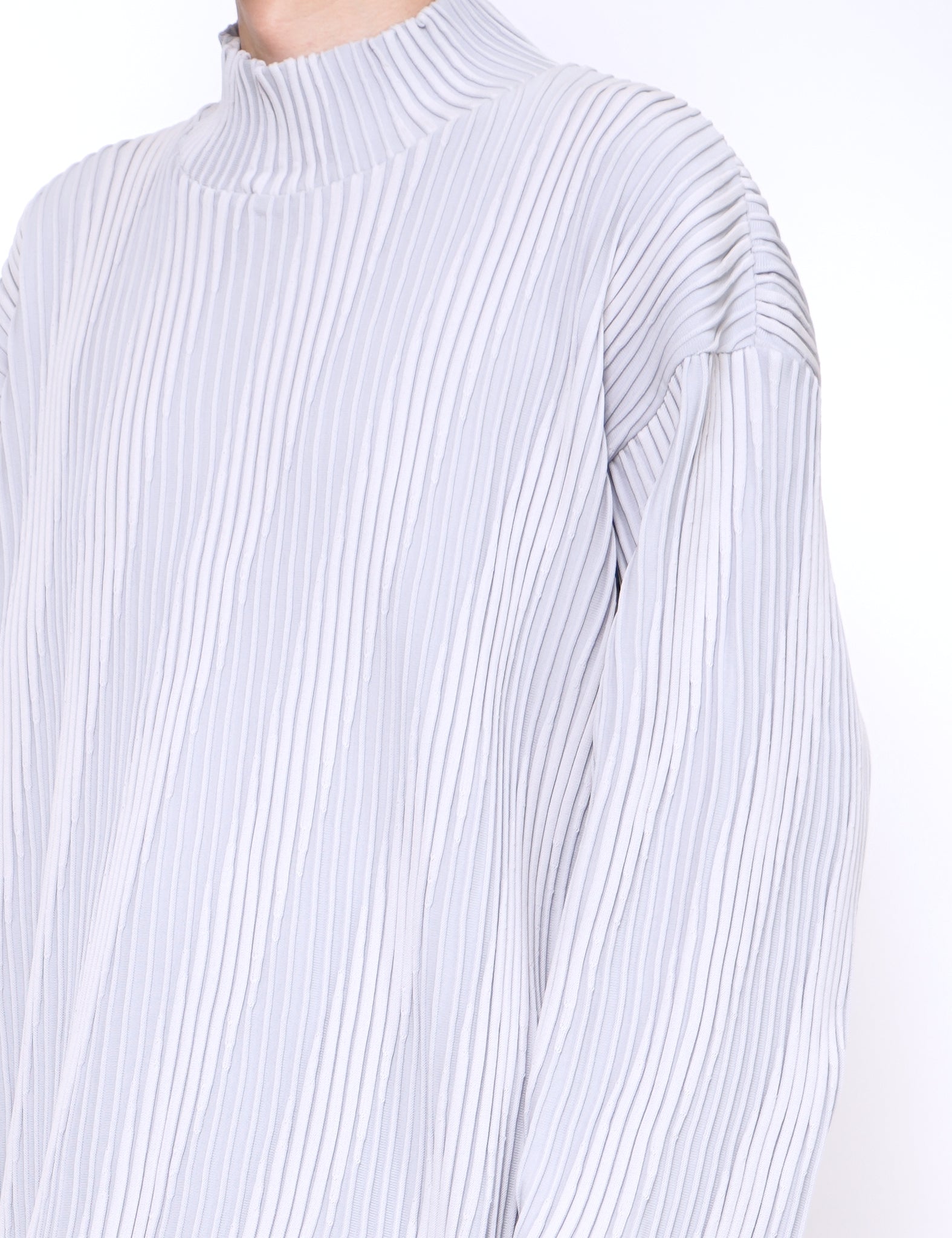 GREY OBLIQUE PATTERNED LONG SLEEVE KNIT
