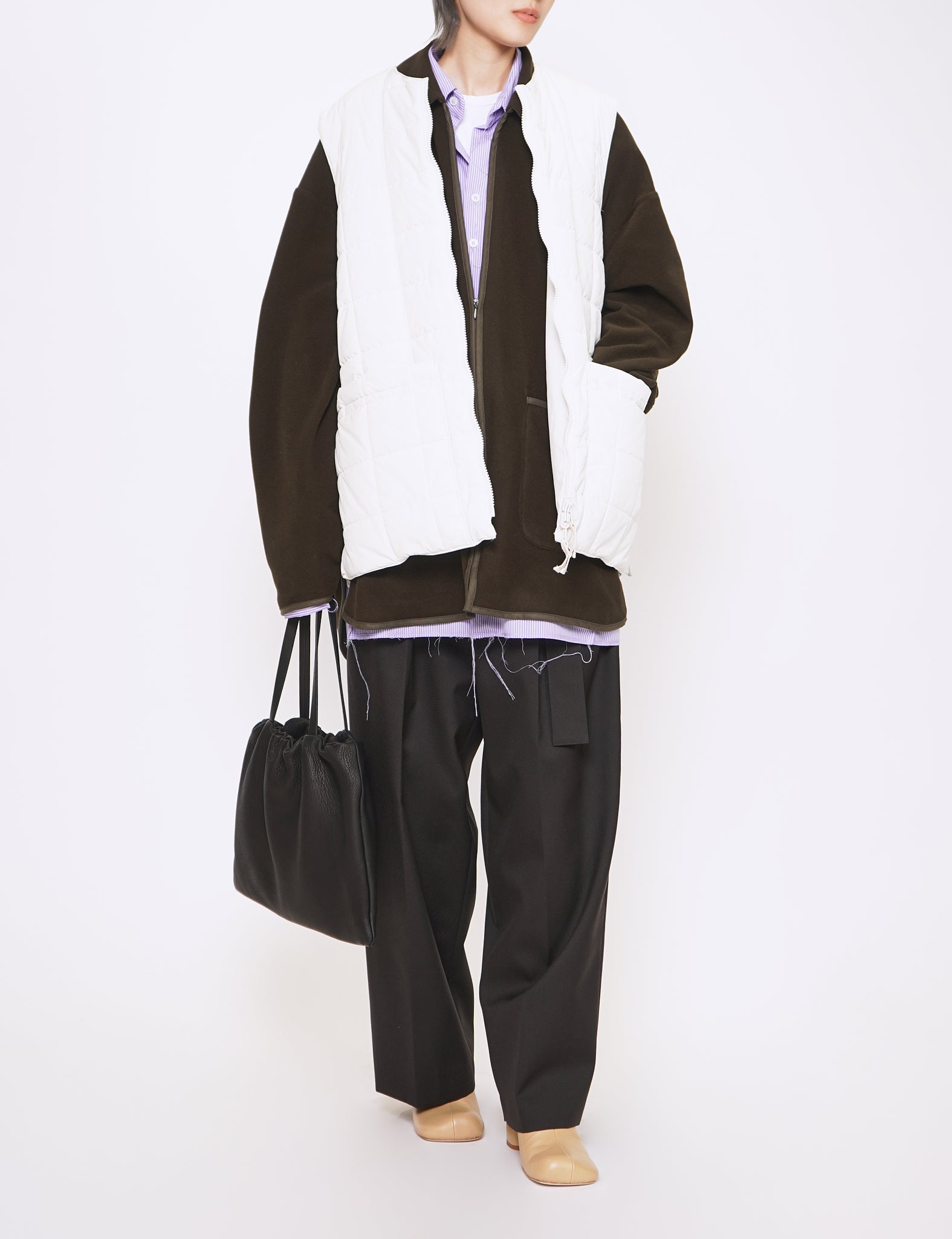 MILITARY KHAKI FLEECE ZIP JACKET