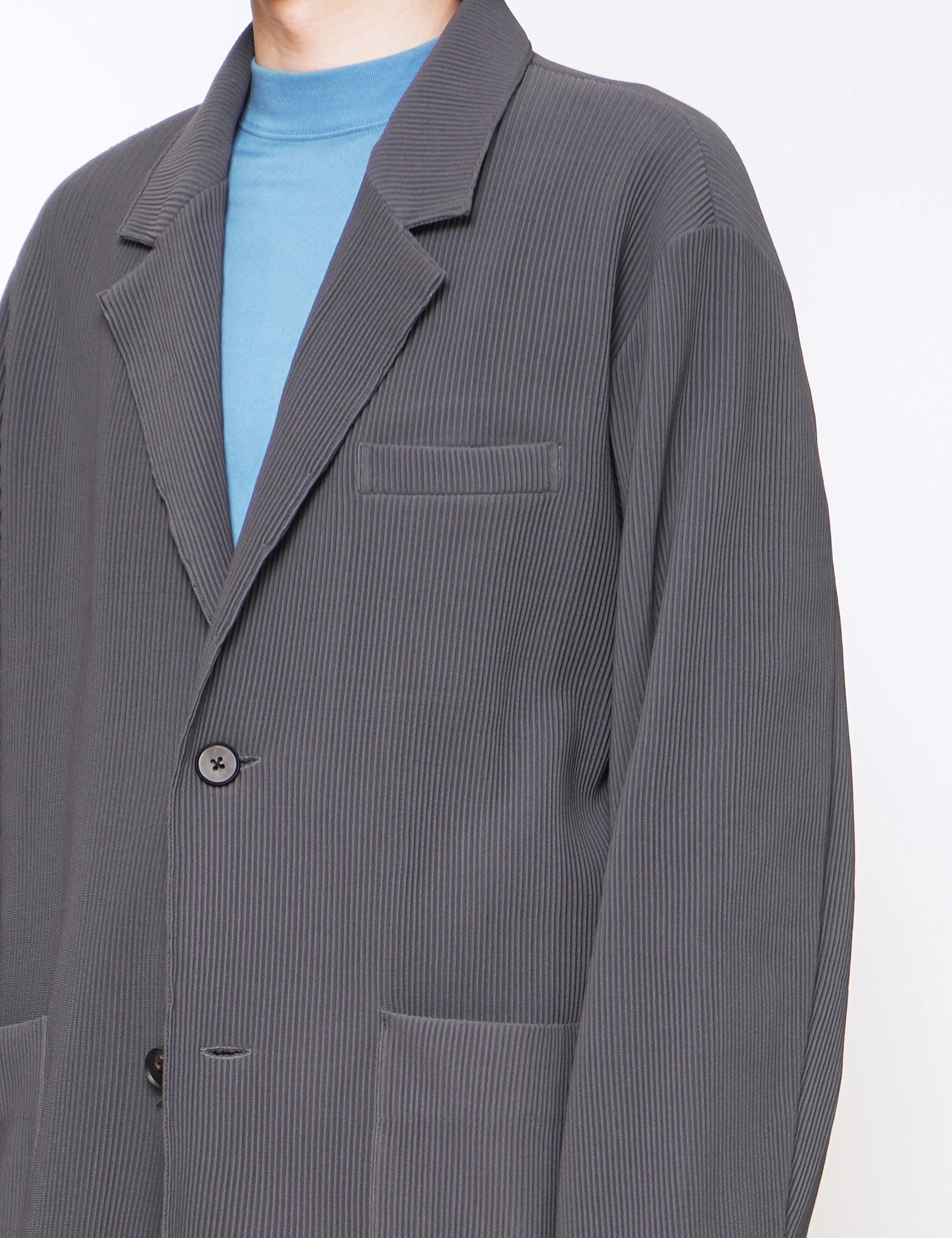 N. GREY OVERSIZED GRADATION PLEATS JACKET