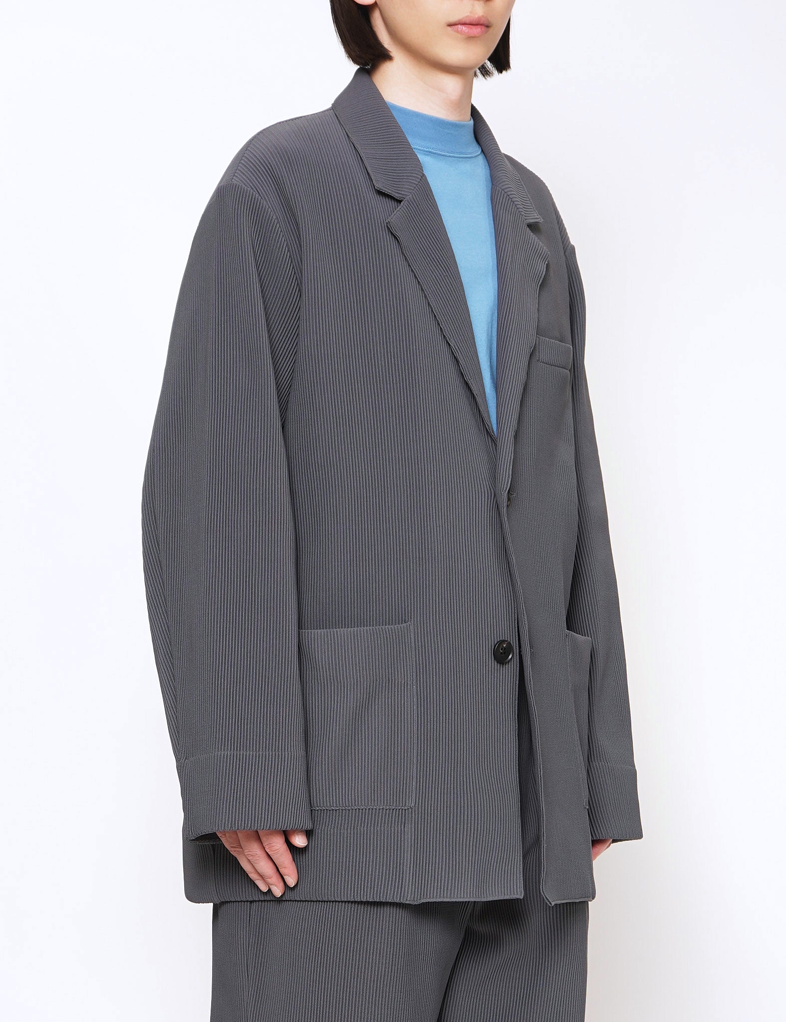 N. GREY OVERSIZED GRADATION PLEATS JACKET