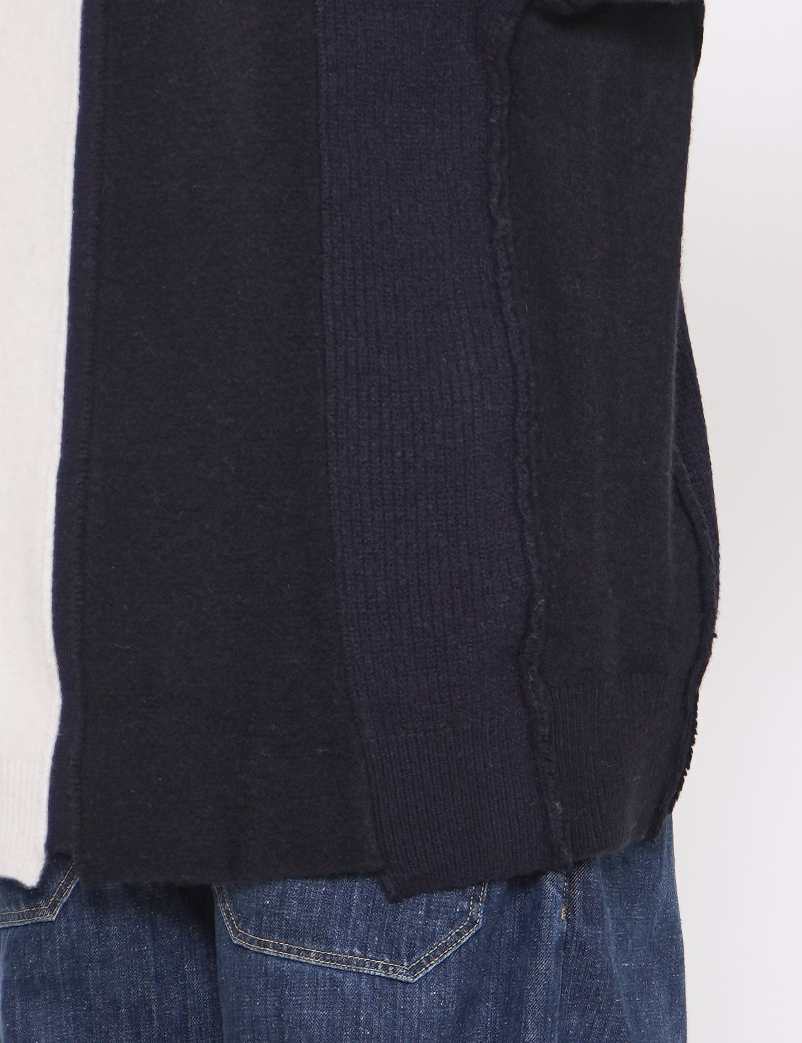 NAVY X OFF OVERSIZED MULTI PATCHED LONG SLEEVE KNIT