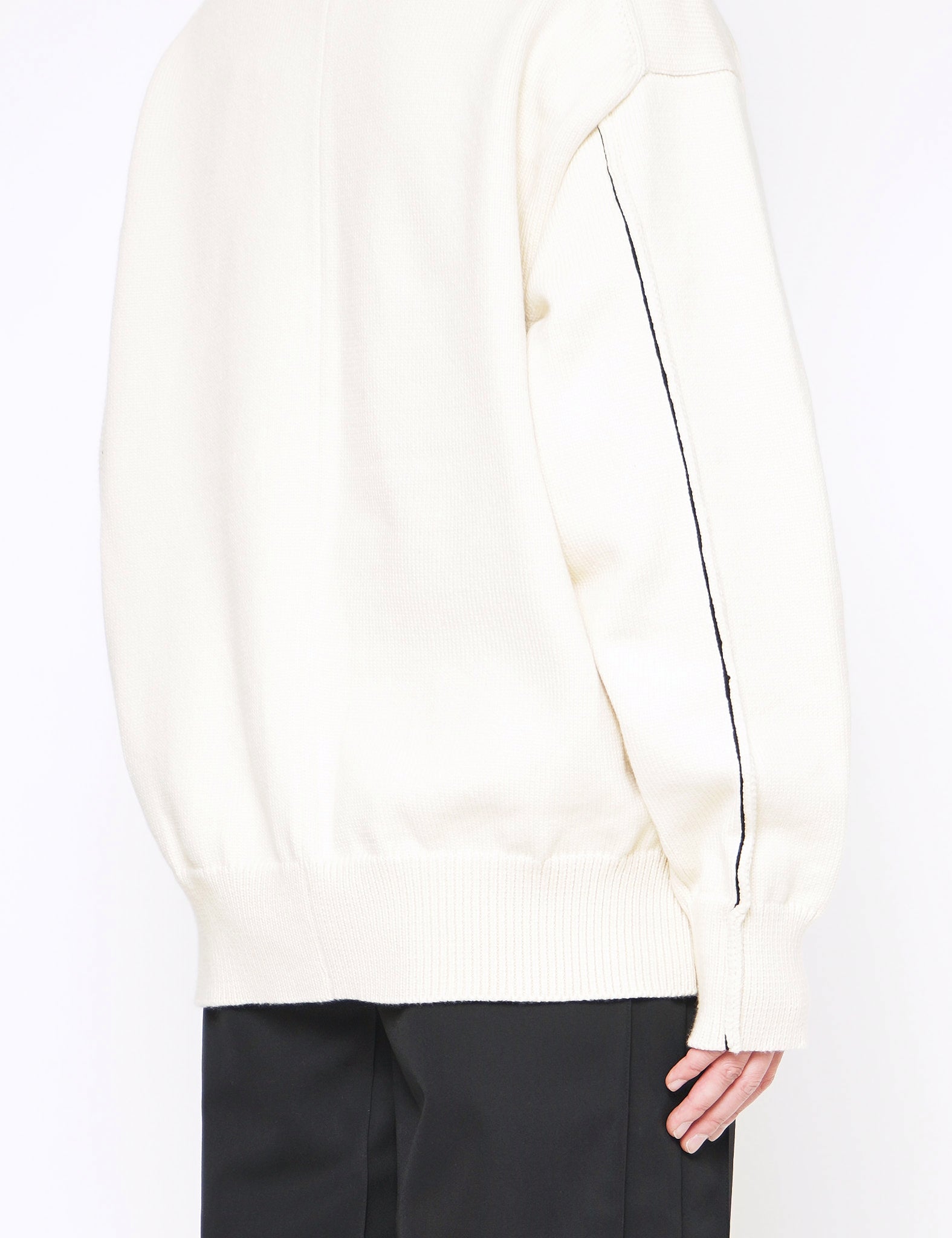 OFF WHITE COTTON CONTRAST STITCH LONG SLEEVE KNIT