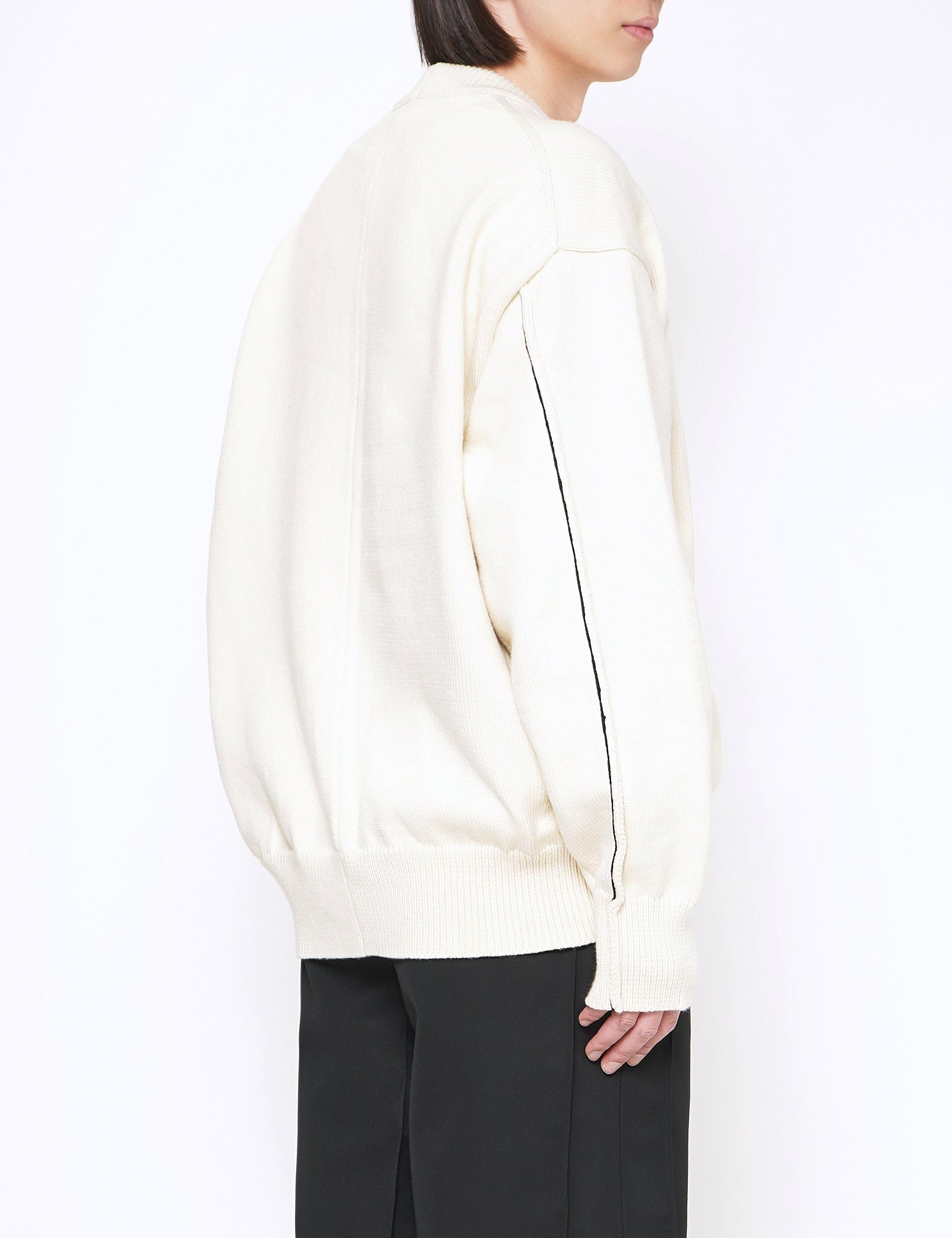 OFF WHITE COTTON CONTRAST STITCH LONG SLEEVE KNIT