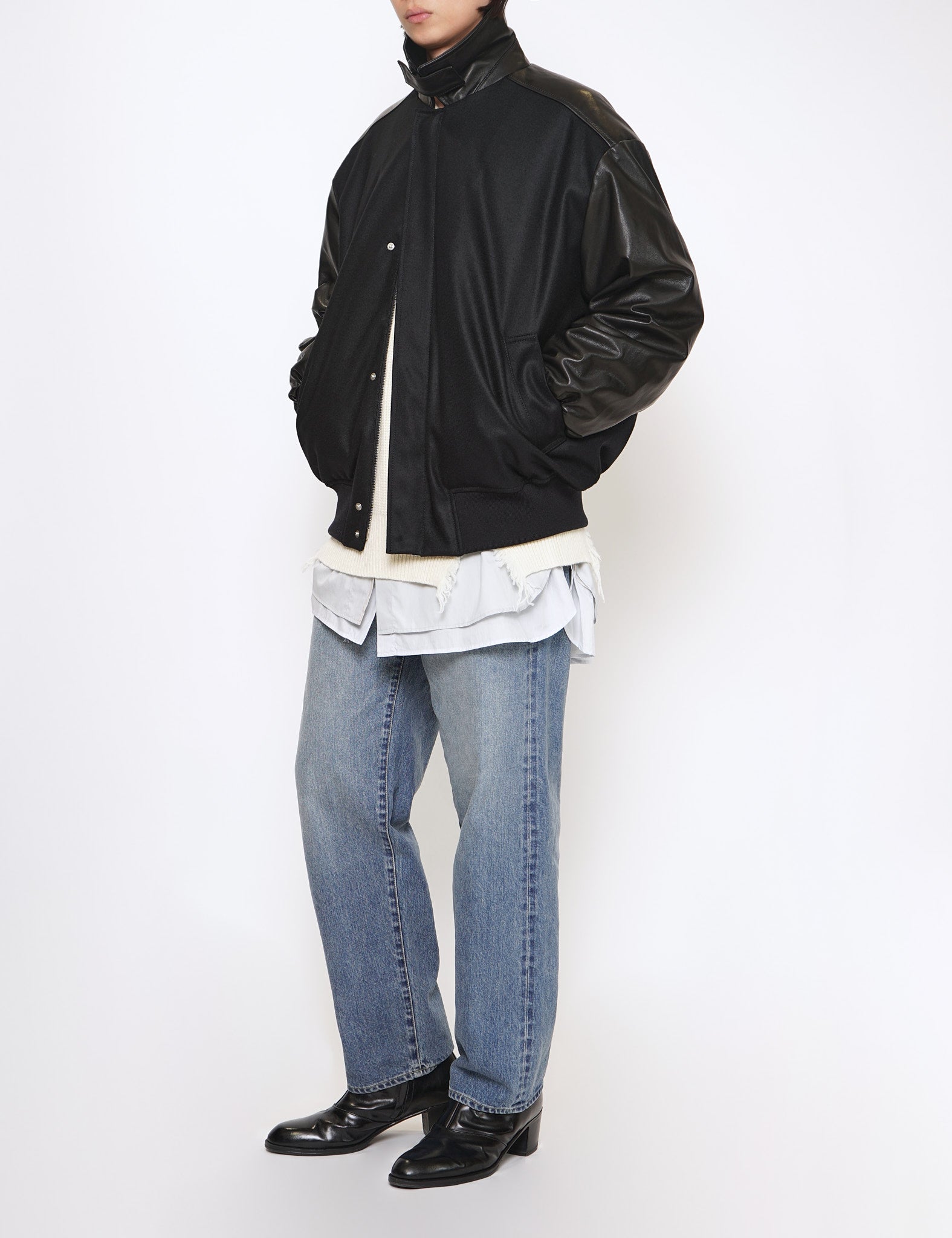 OFF WHITE MILLED DAMAGE LONG SLEEVE KNIT