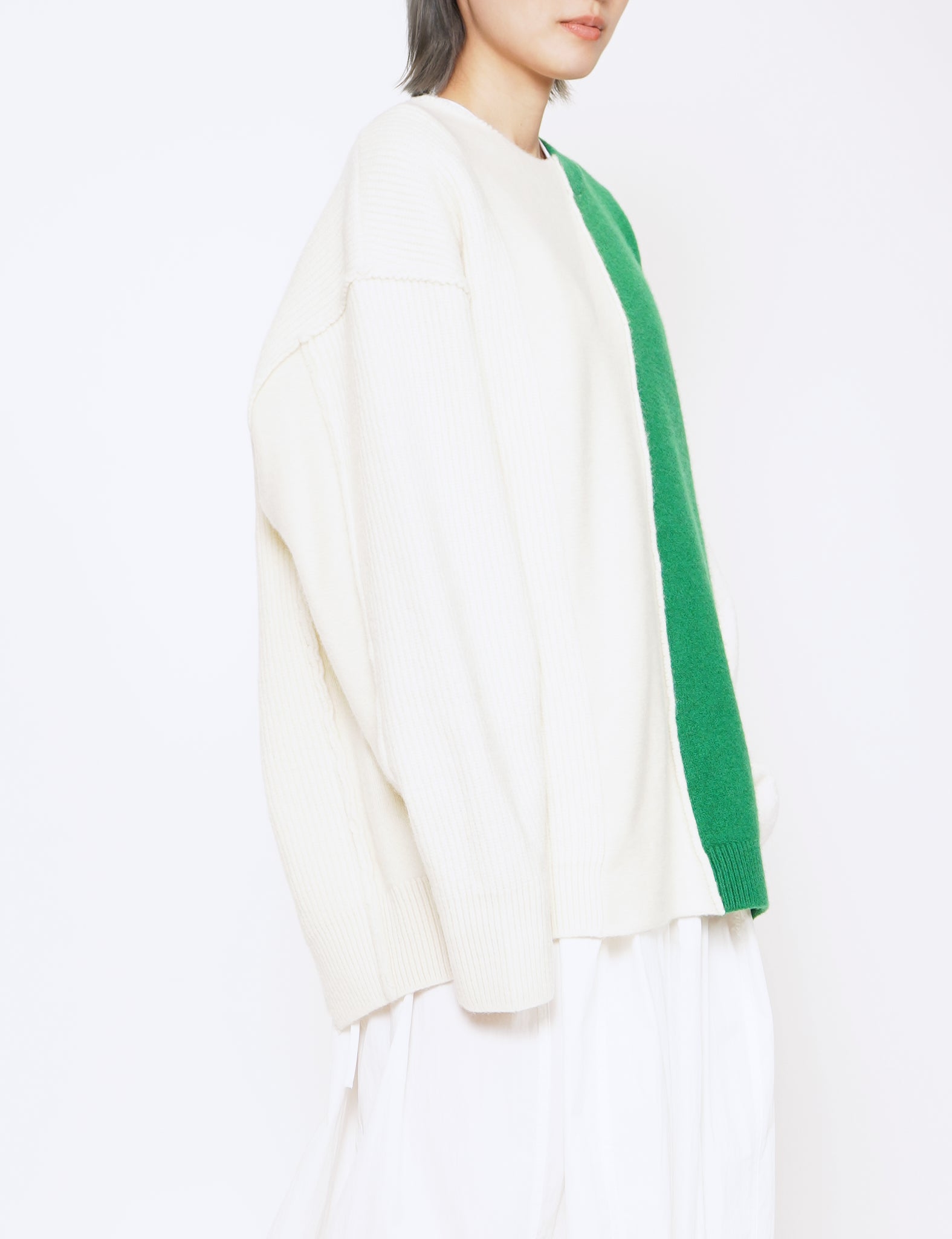 OFF X GREEN OVERSIZED MULTI PATCHED LONG SLEEVE KNIT