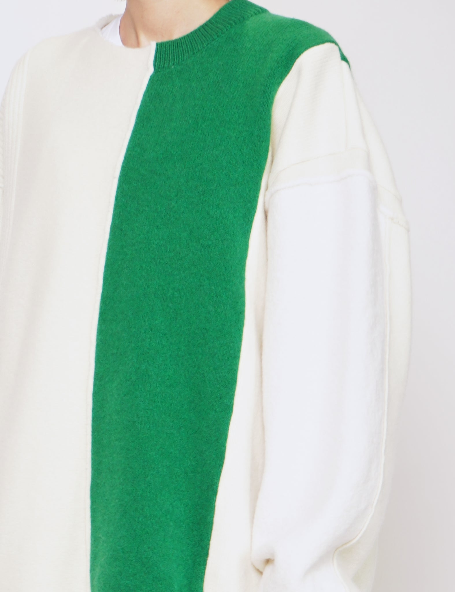 OFF X GREEN OVERSIZED MULTI PATCHED LONG SLEEVE KNIT