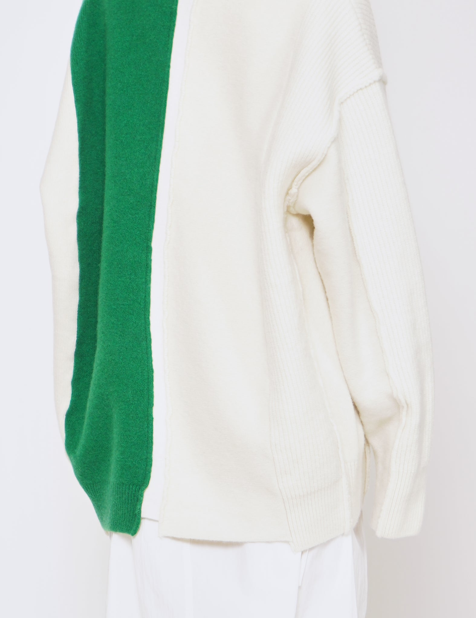 OFF X GREEN OVERSIZED MULTI PATCHED LONG SLEEVE KNIT