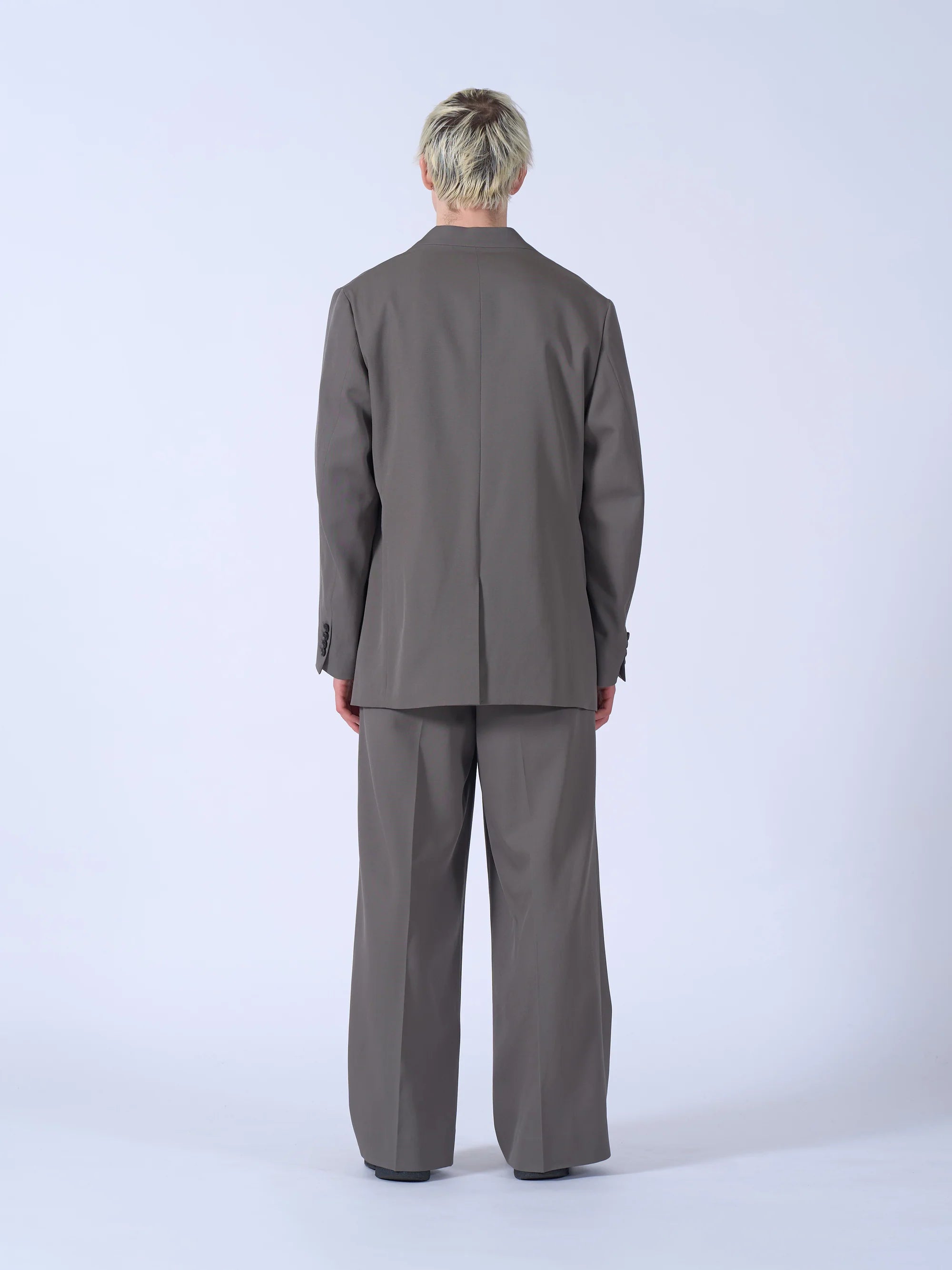 GREIGE 3PLEATED WIDE-LEG TROUSERS