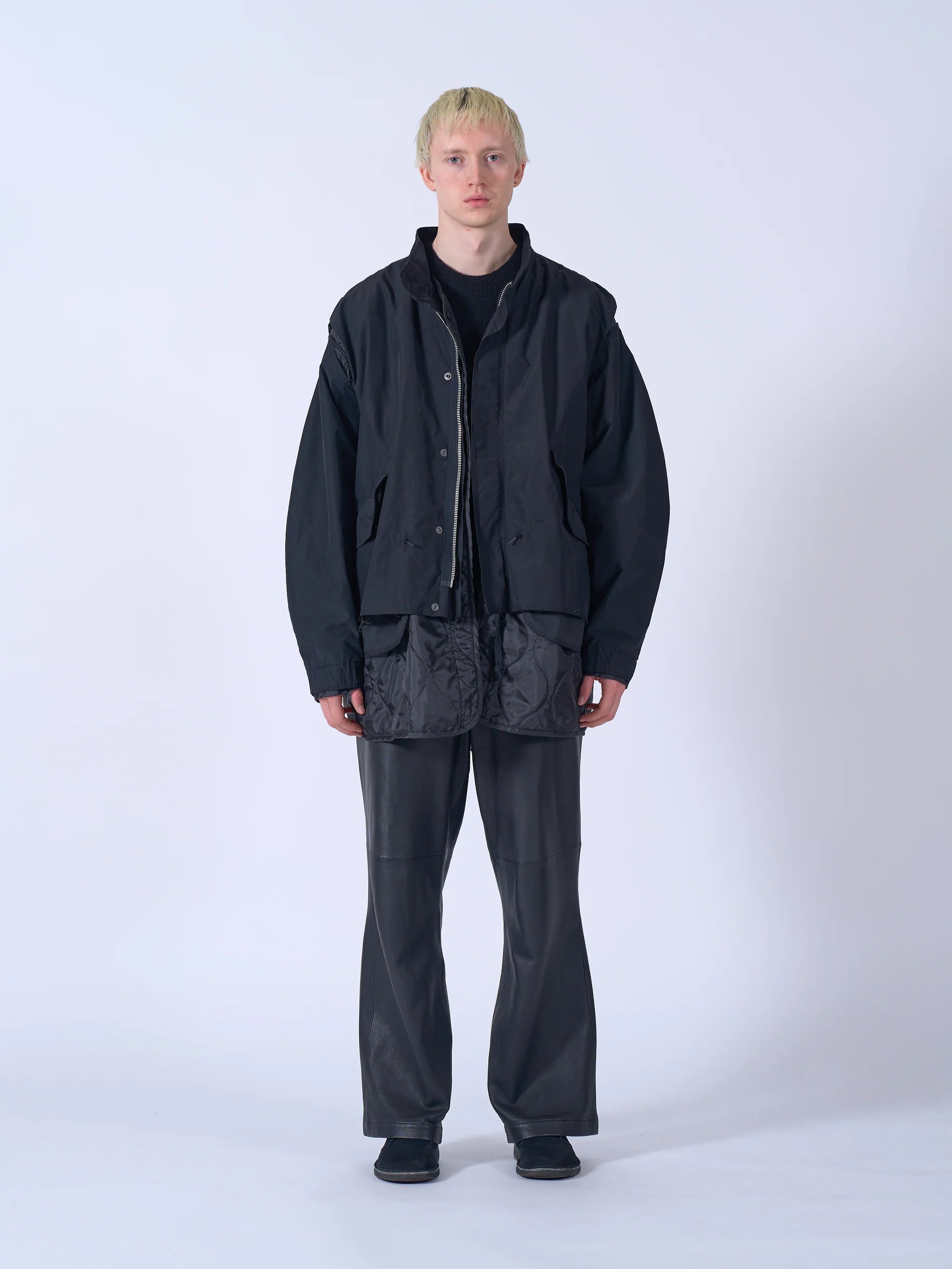 BLACK CONNECTED MILITARY BLOUSON
