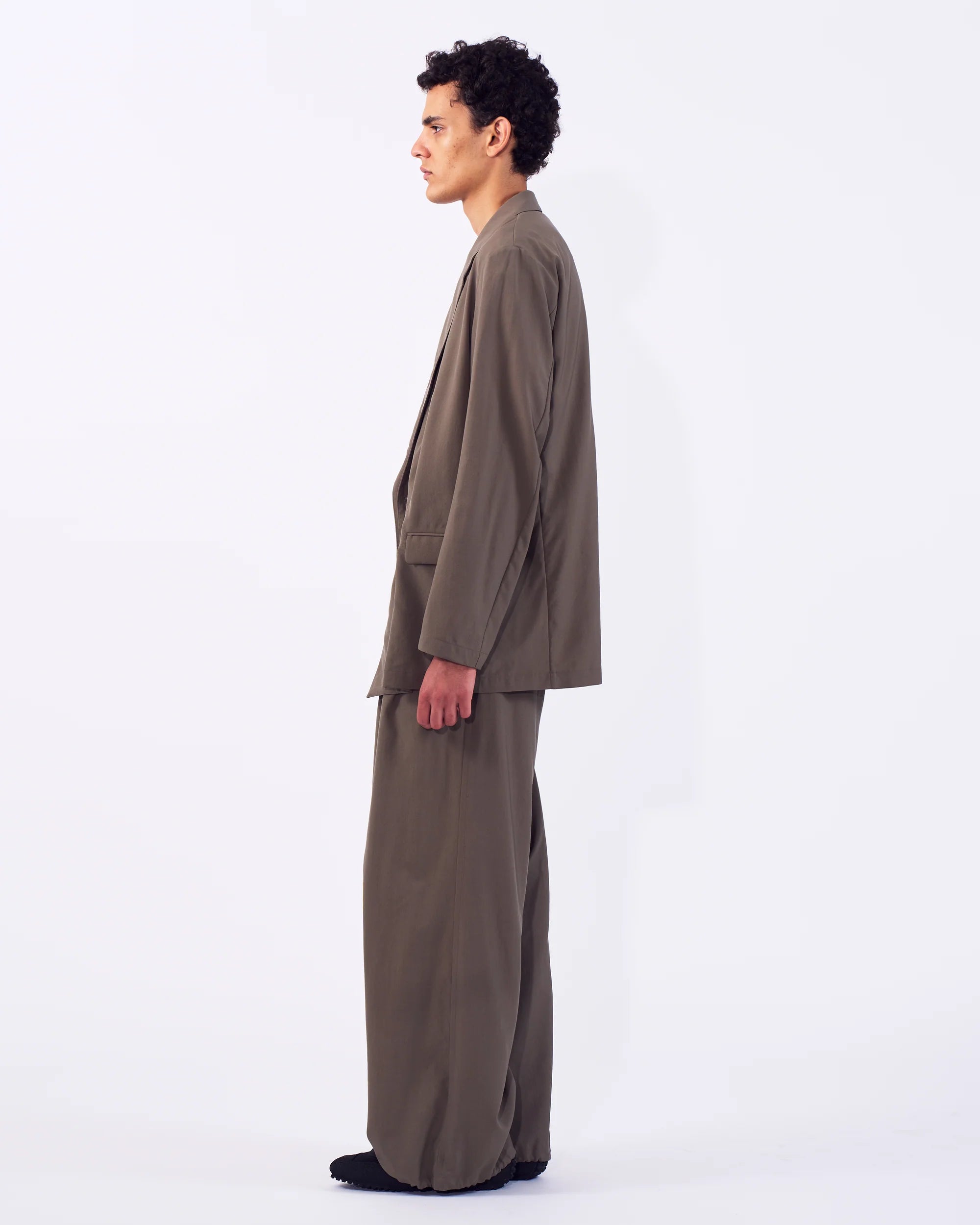 SAND BEIGE WOOL WASHER TROPICAL DOUBLE BREASTED JACKET