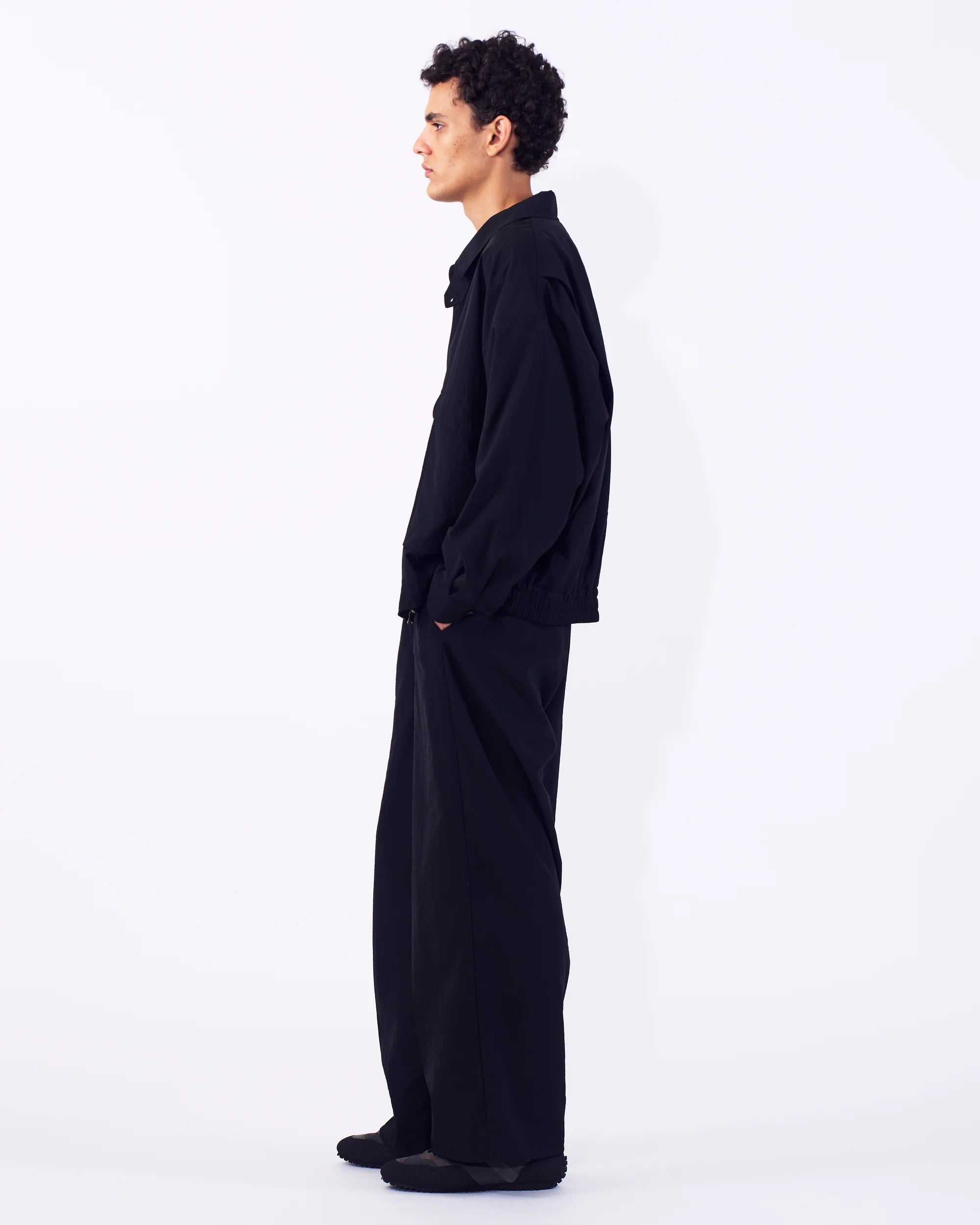 BLACK WOOL NYLON FLIGHT JACKET
