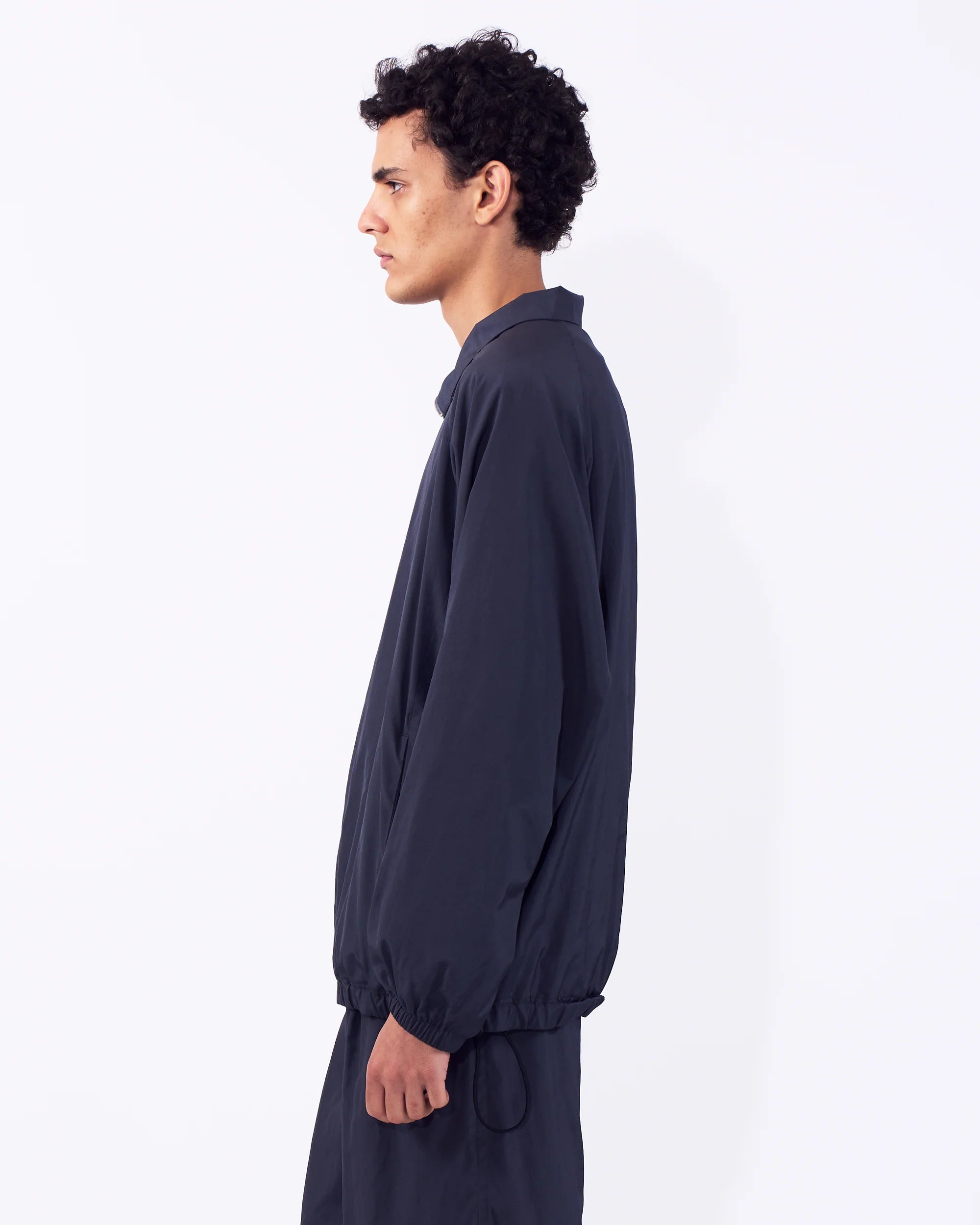 DUSTY NAVY SILK NYLON 3/4 ZIP PULLOVER