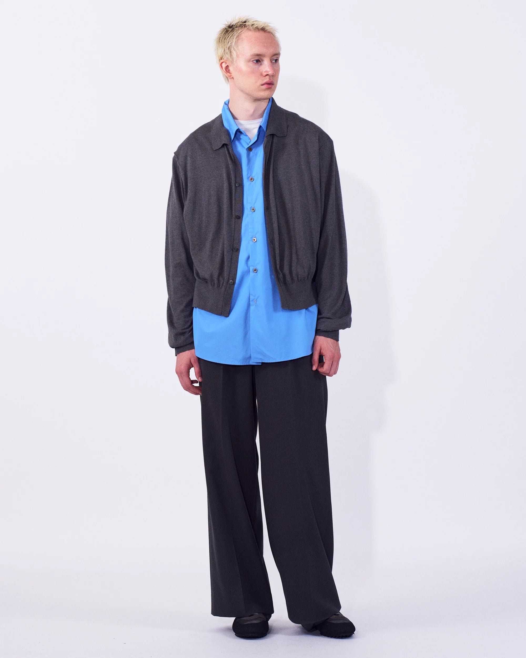 TOP GRAY CONNECTED CARDIGAN SHIRT