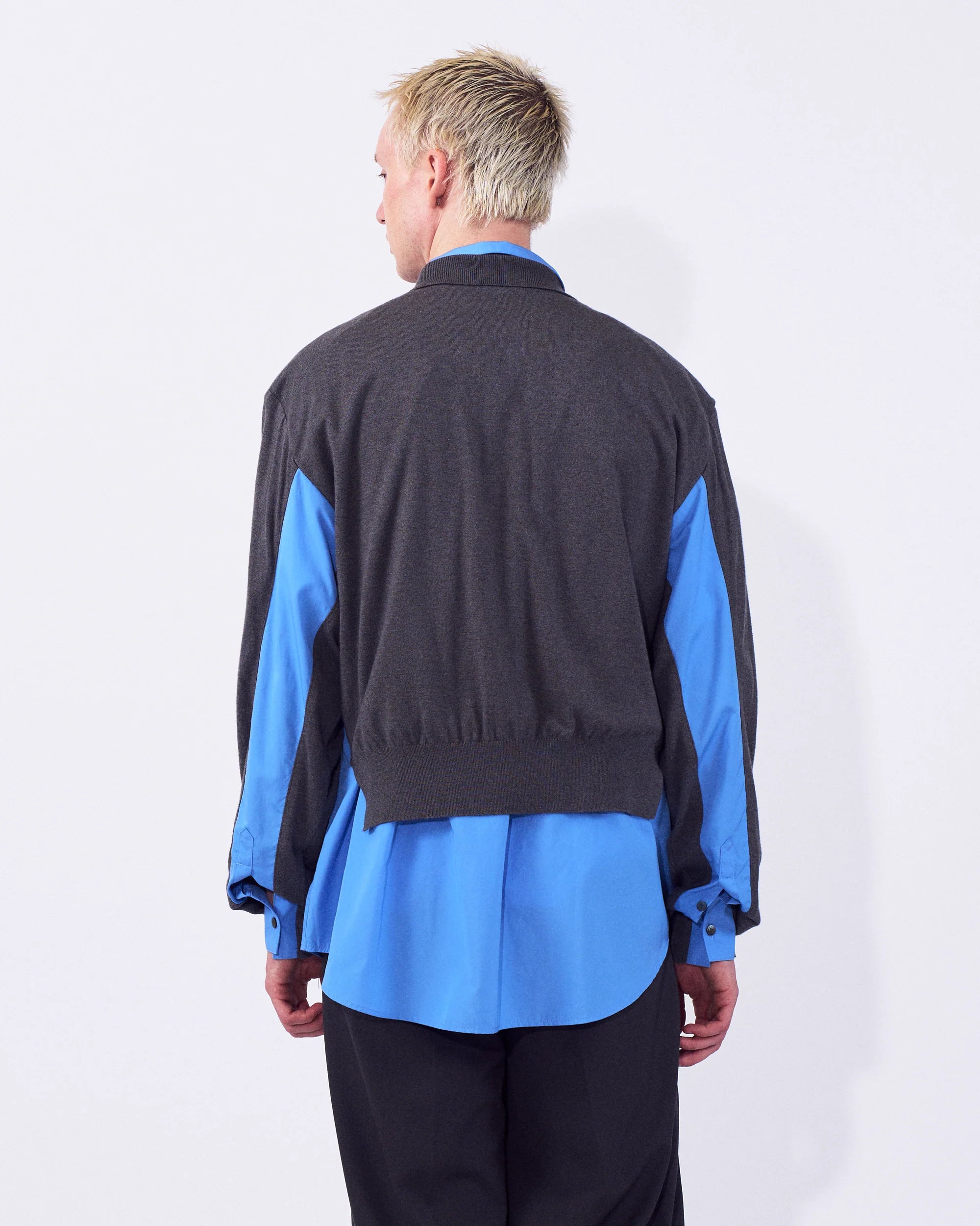 TOP GRAY CONNECTED CARDIGAN SHIRT
