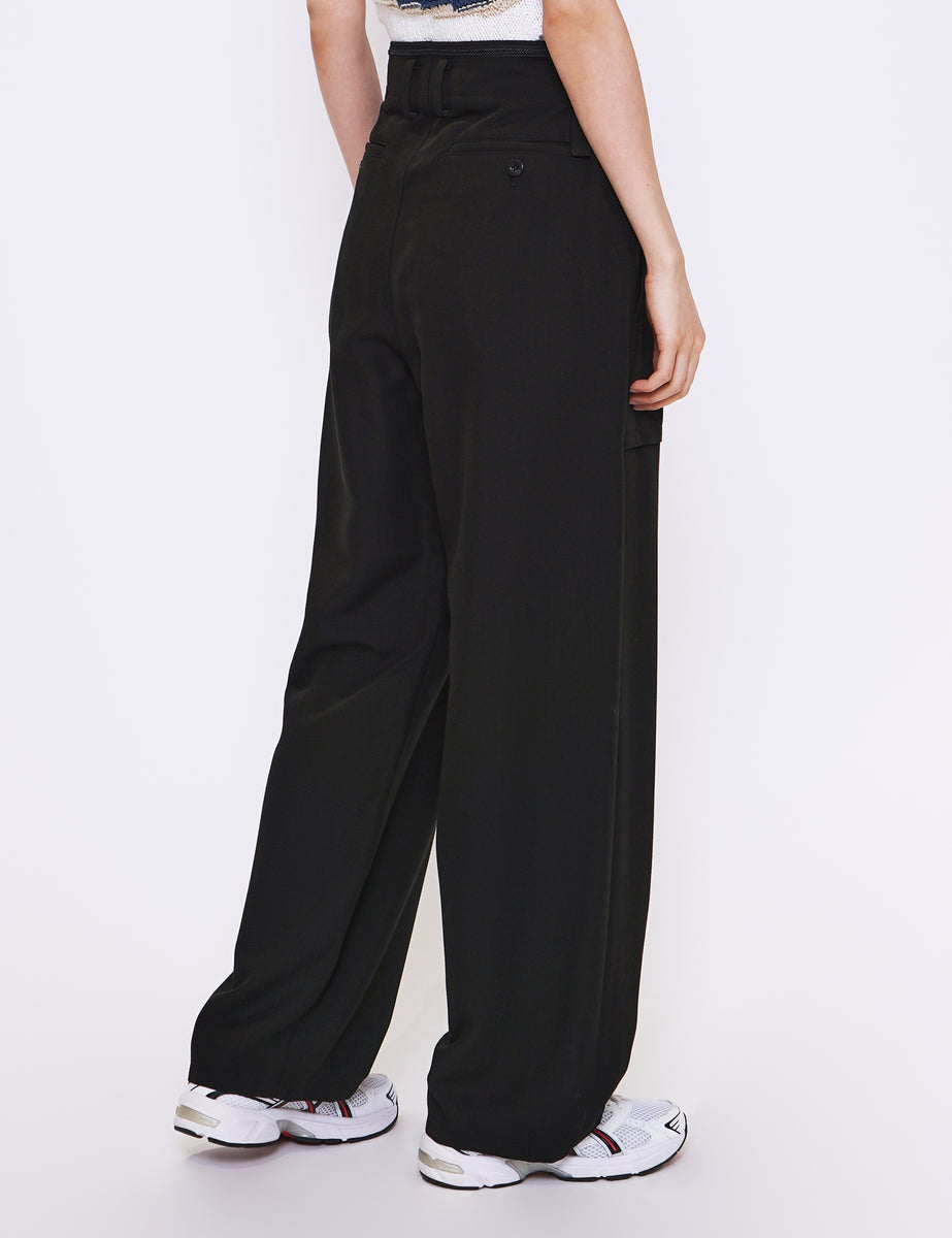 BLACK BIG POCKET PANTS