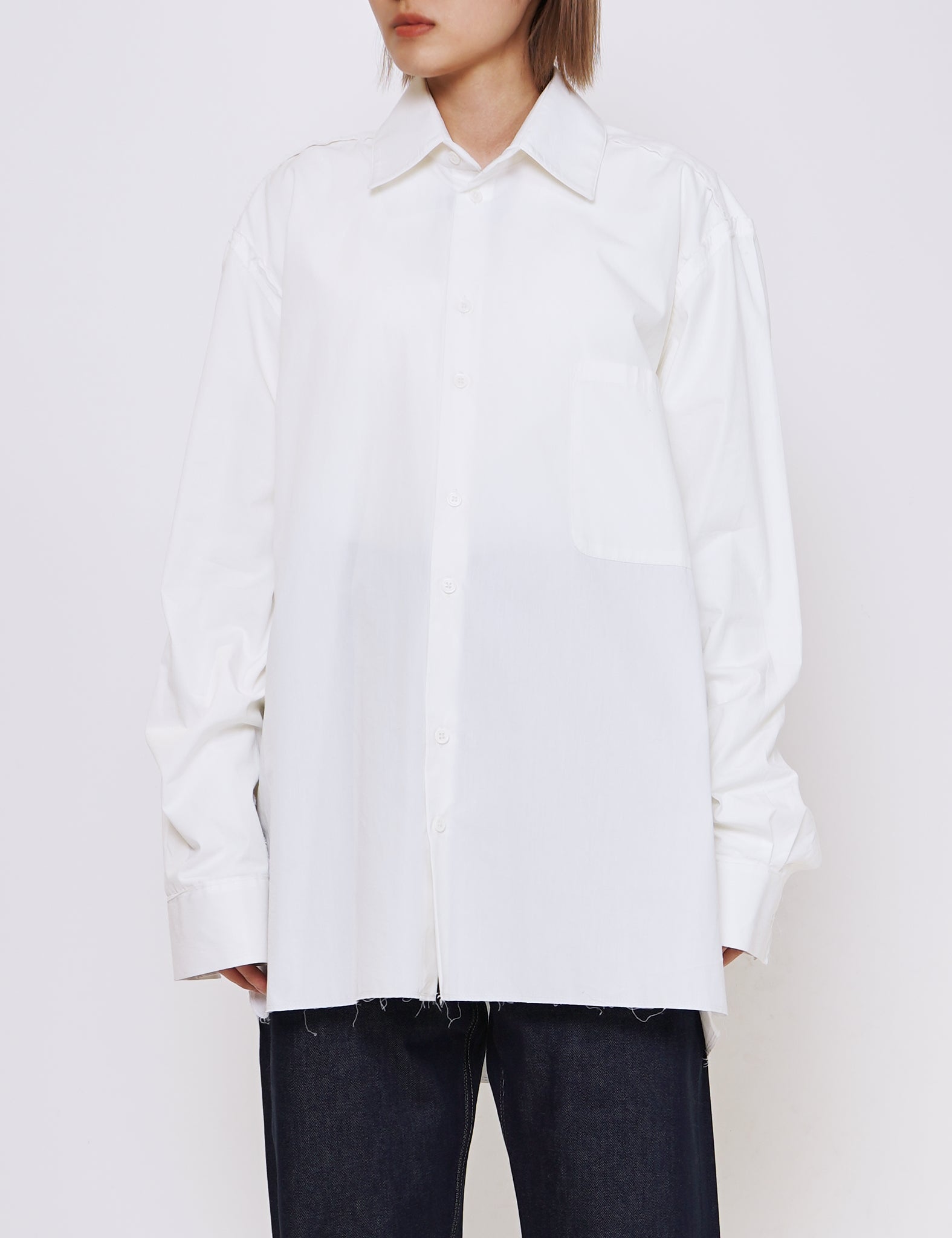 WHITE RAW COTTON BIG SHIRT