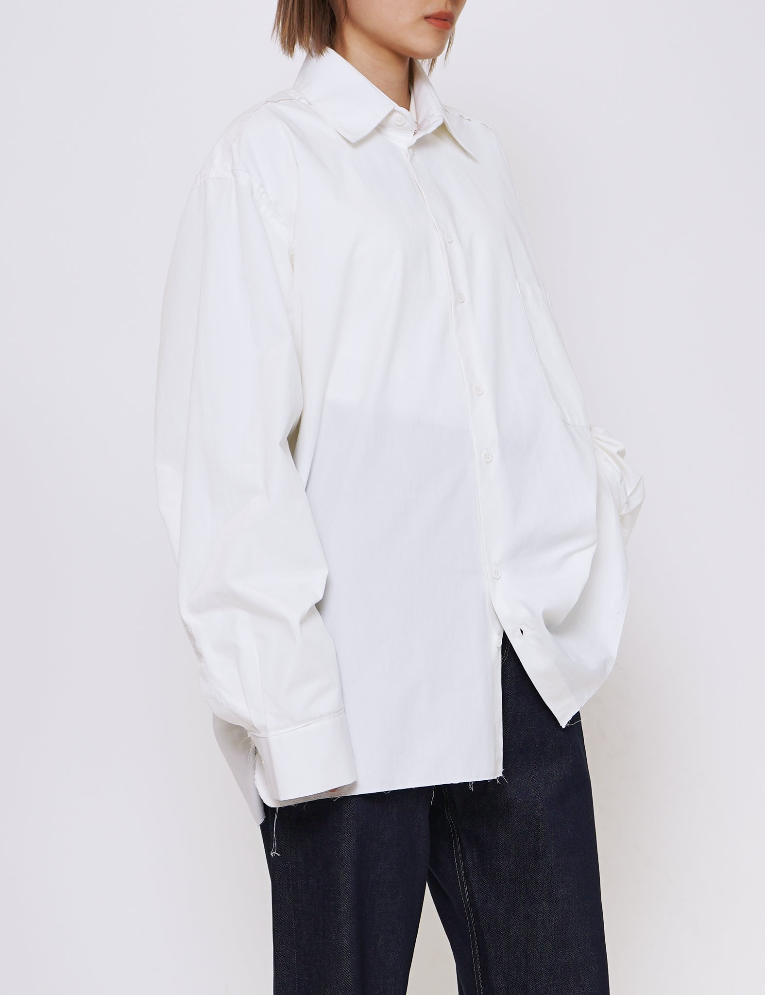 WHITE RAW COTTON BIG SHIRT