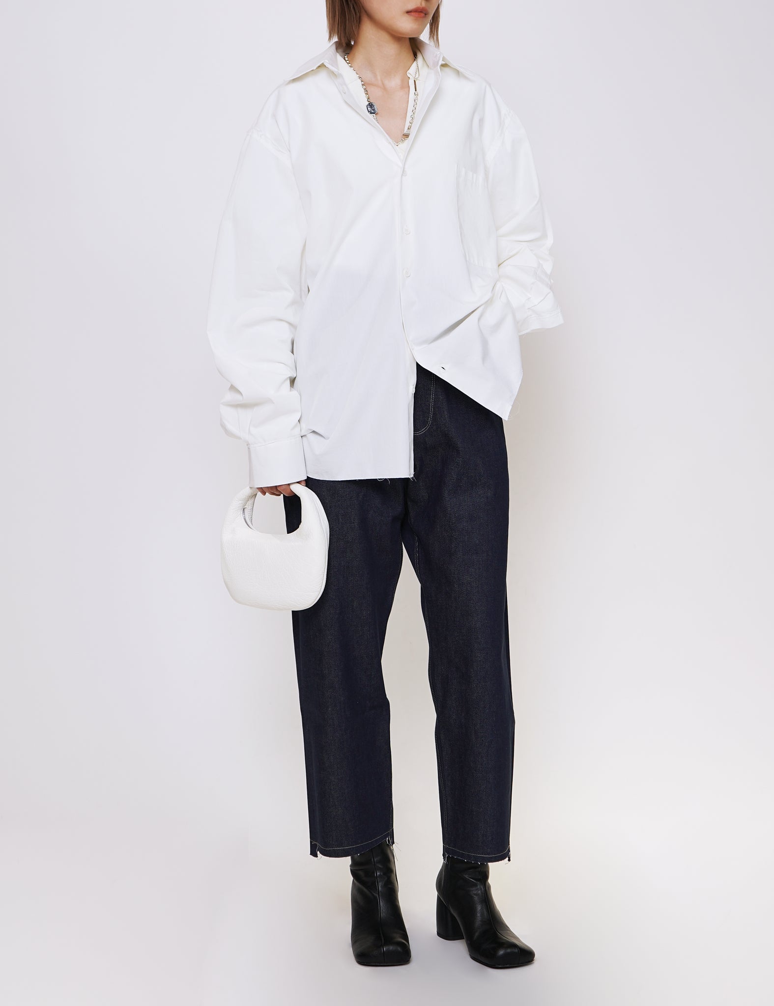 WHITE RAW COTTON BIG SHIRT
