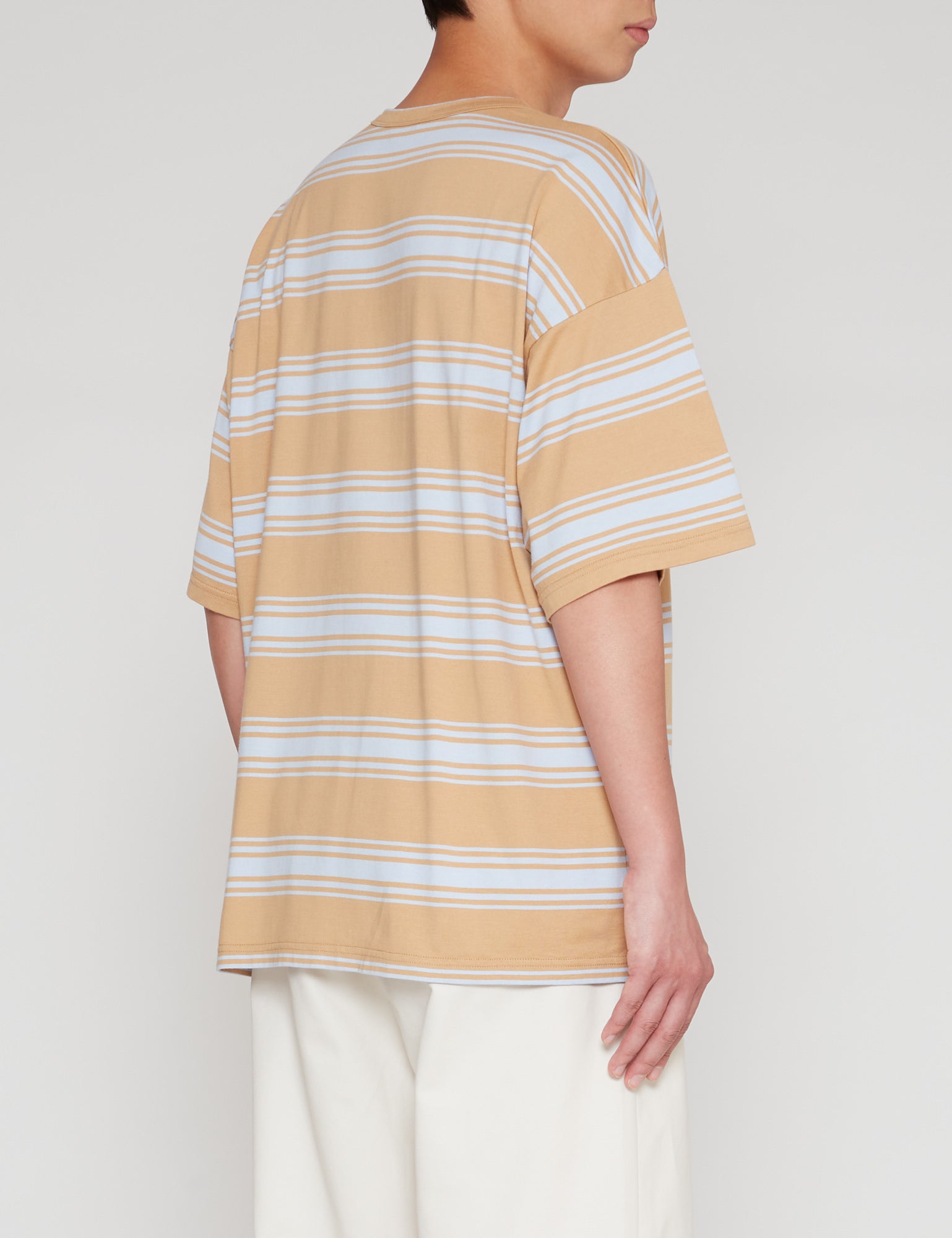 BEIGE STRIPED WIDE FIT T-SHIRT