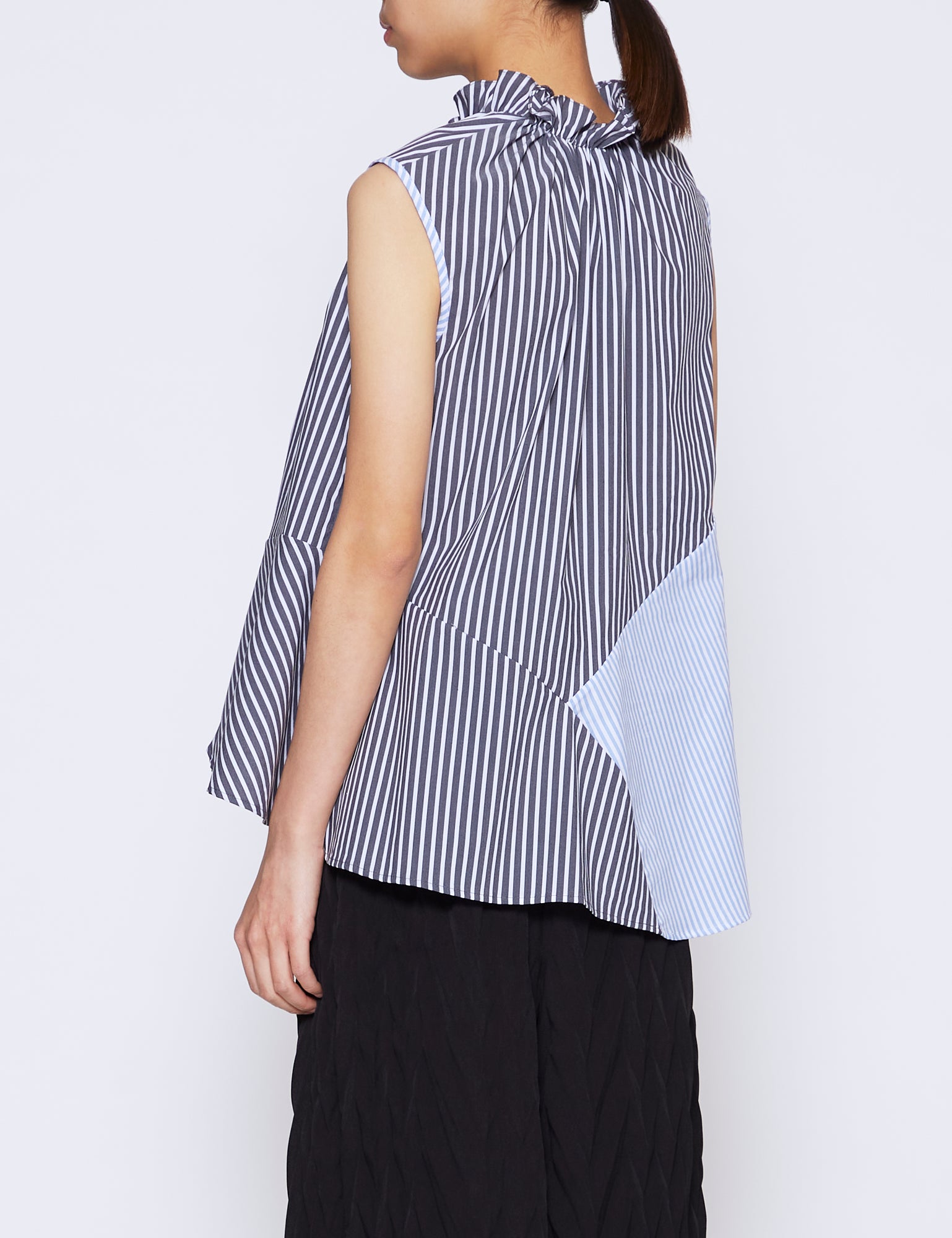 BLACK & BLUE STRIPE COTTON POPLIN MIA TOP