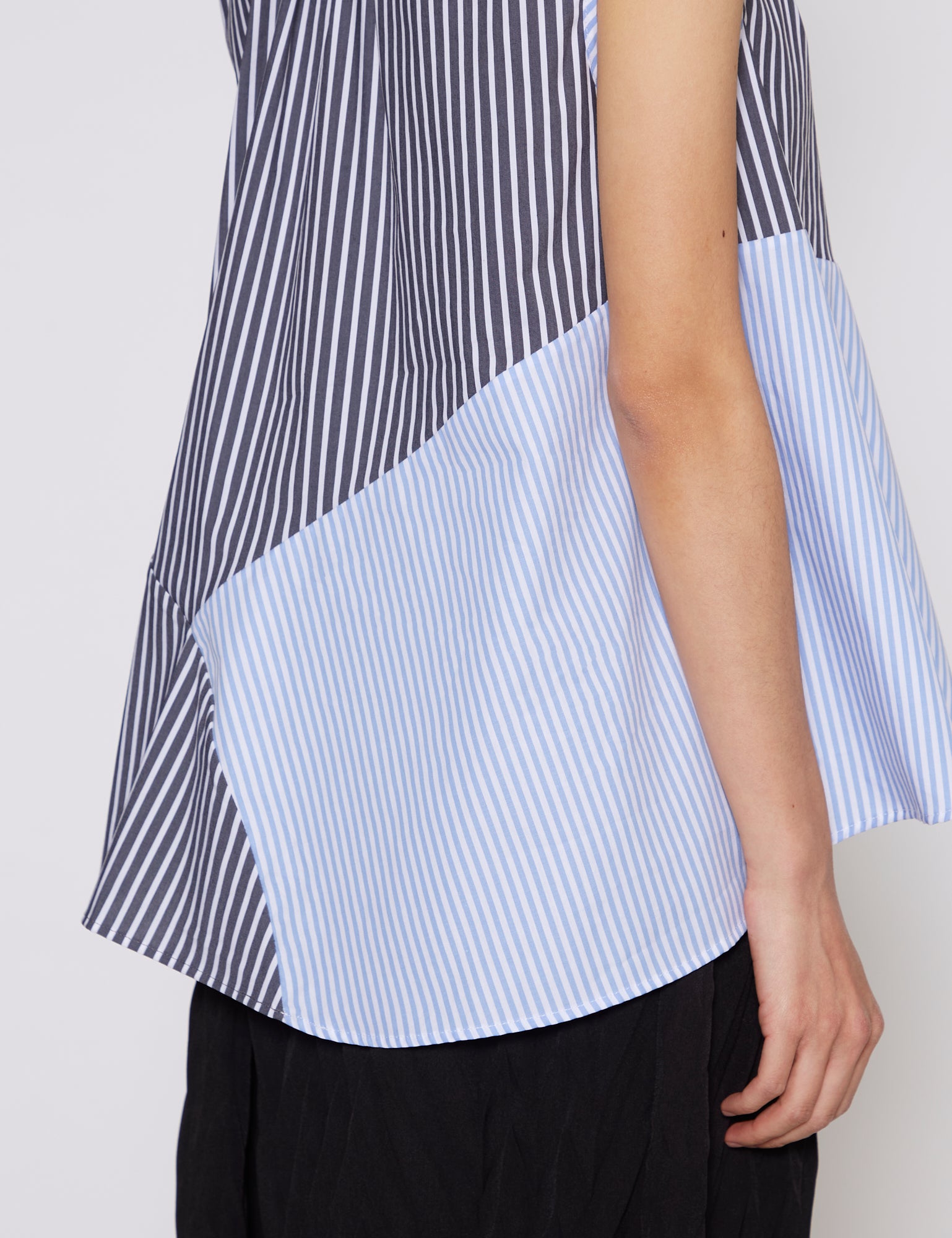 BLACK & BLUE STRIPE COTTON POPLIN MIA TOP