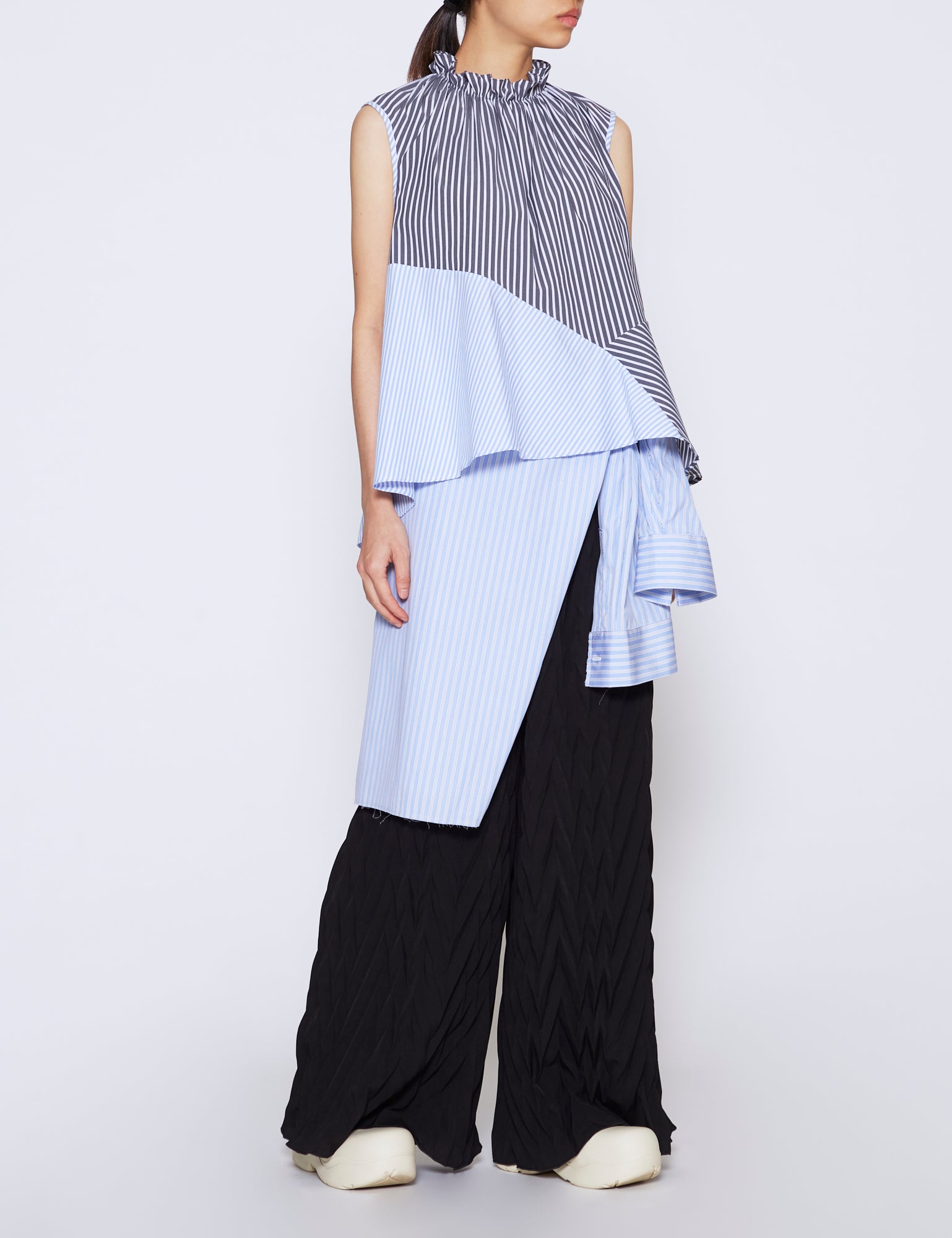 BLACK & BLUE STRIPE COTTON POPLIN MIA TOP