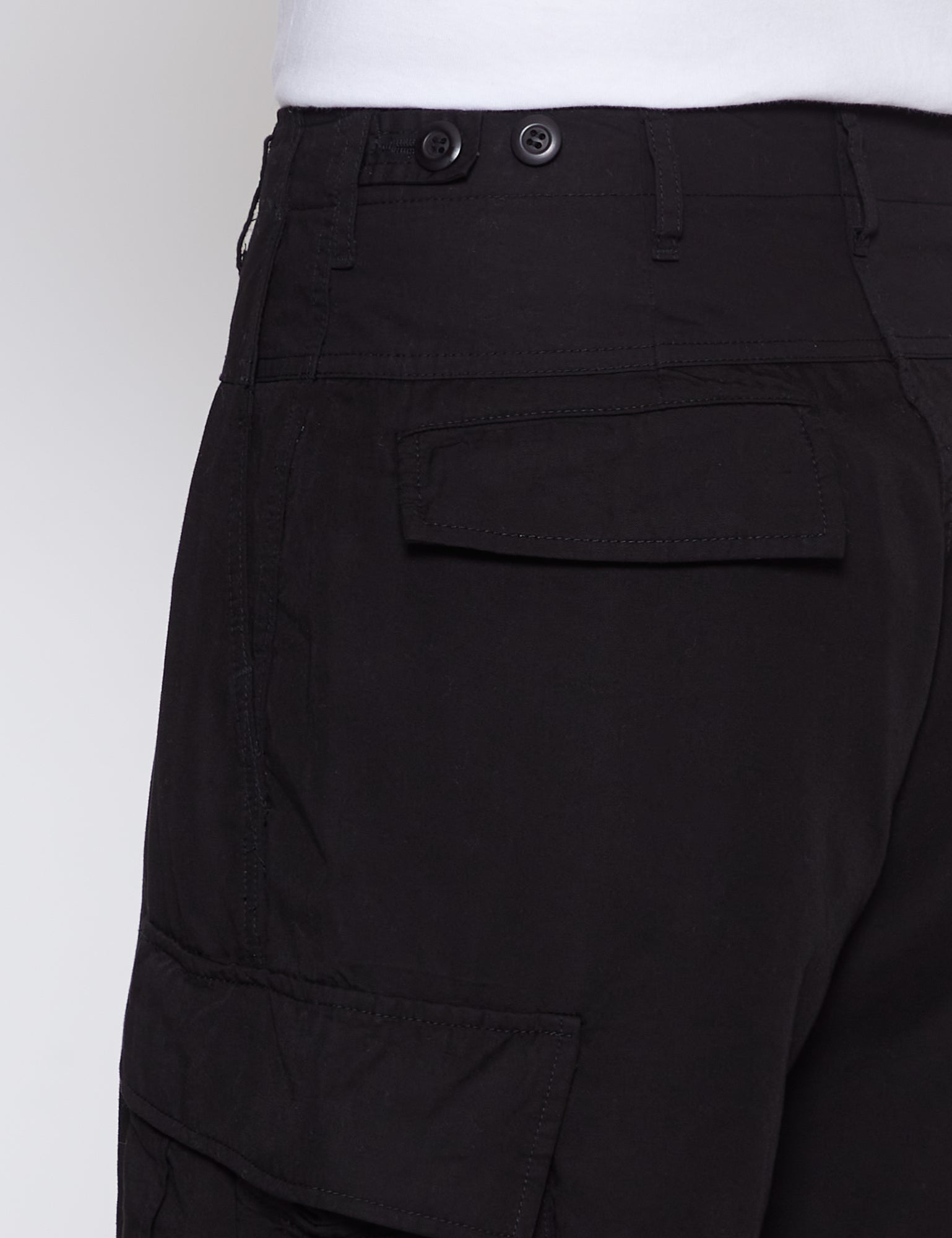 BLACK GARMENT DYE FATIGUE PANTS