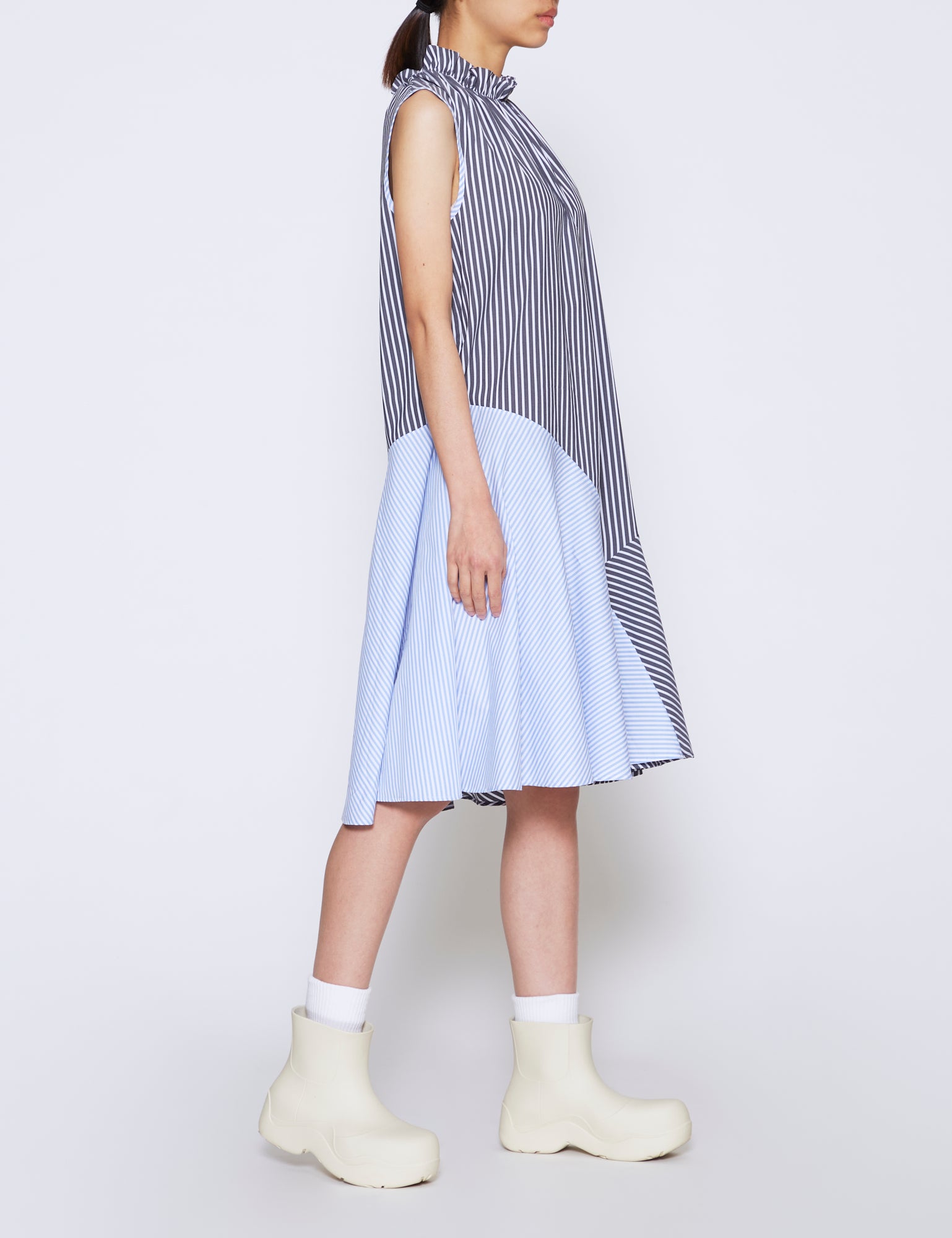 BLACK & BLUE STRIPE COTTON POPLIN MIA DRESS