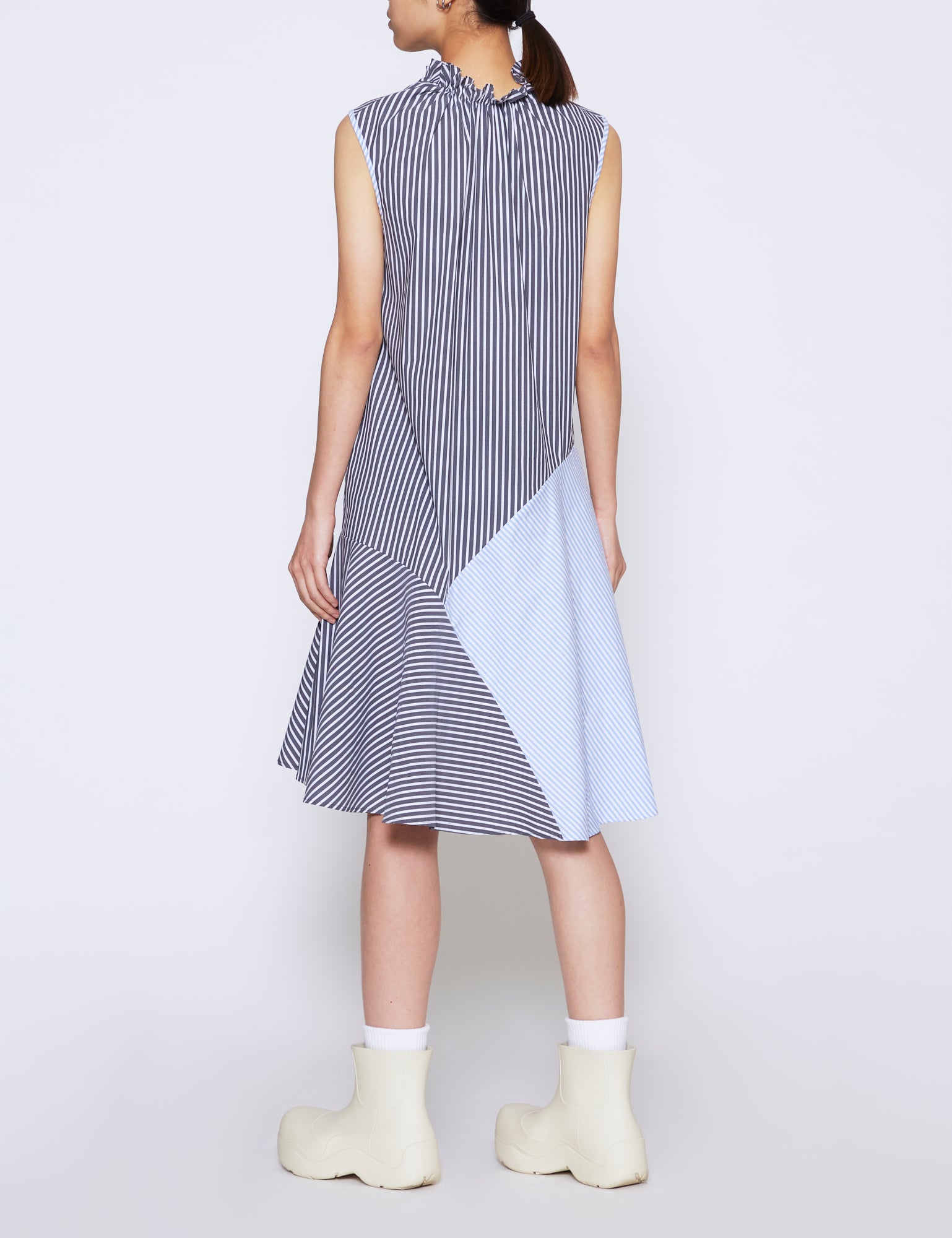 BLACK & BLUE STRIPE COTTON POPLIN MIA DRESS