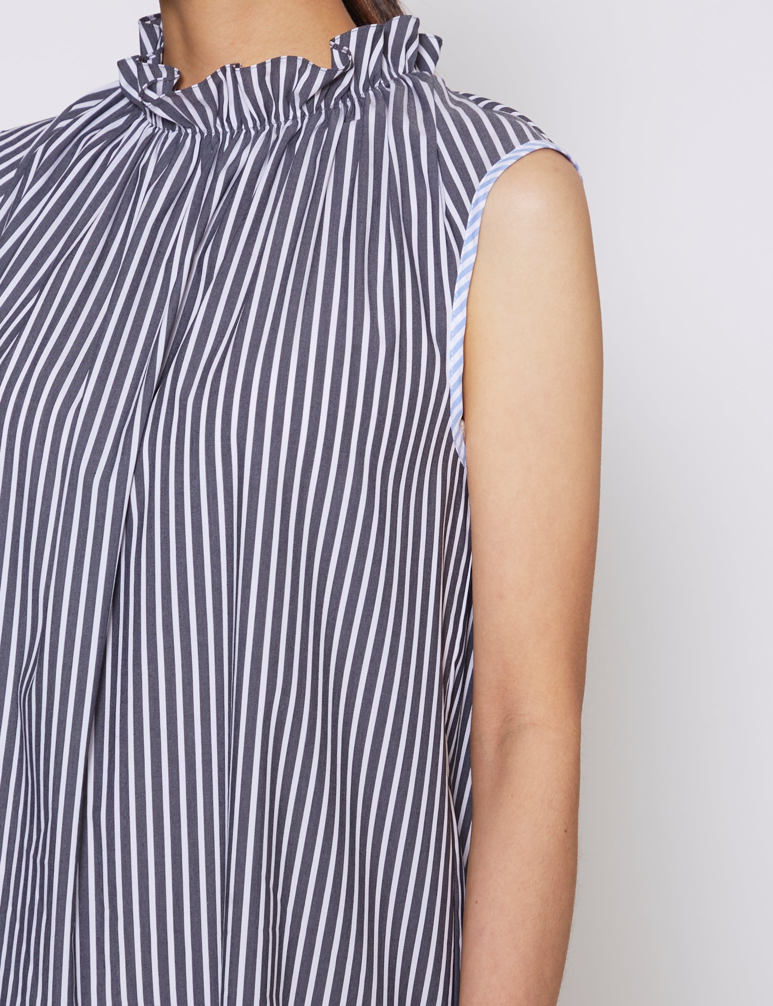 BLACK & BLUE STRIPE COTTON POPLIN MIA DRESS