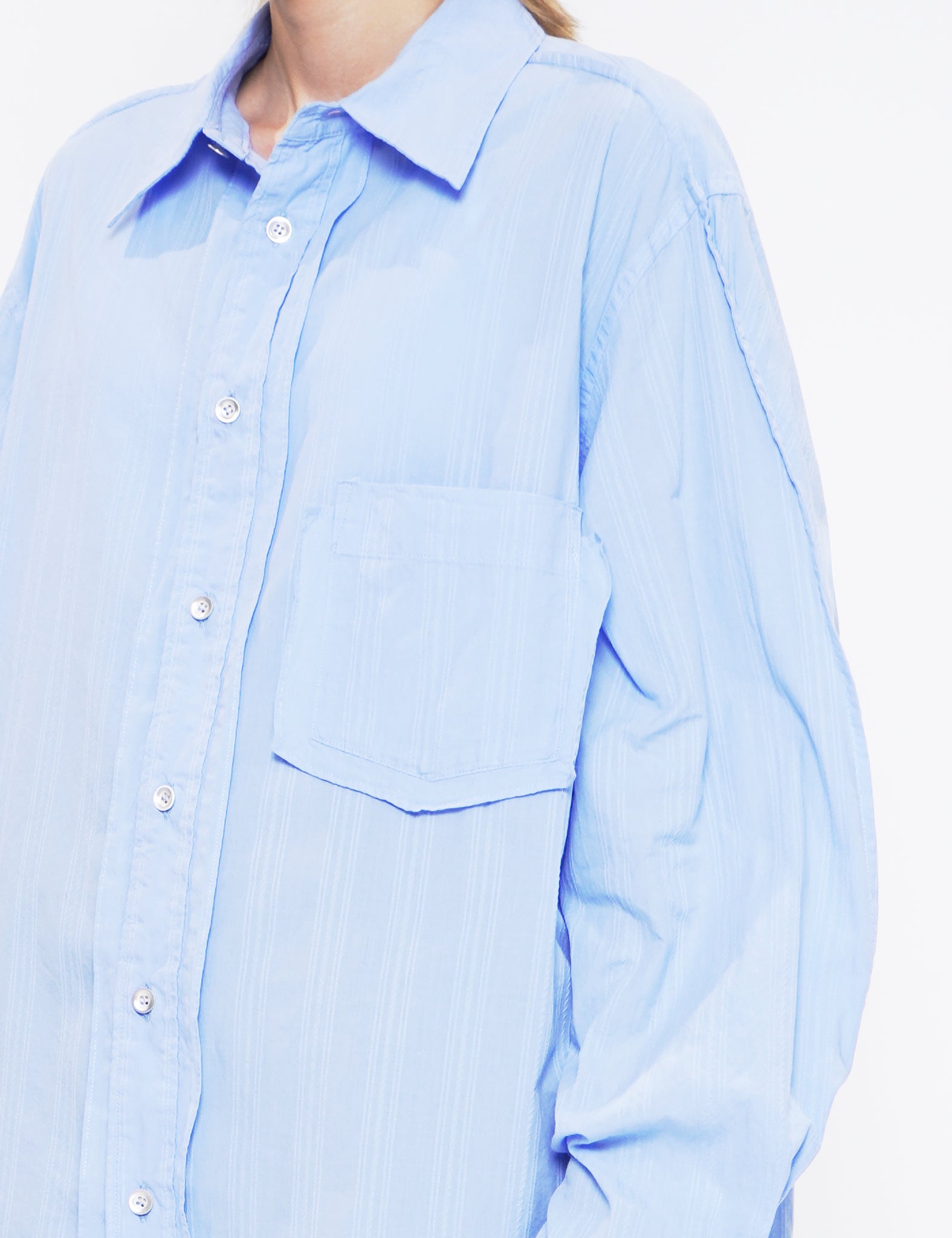 LIGHT BLUE GARMENT DYED DOBBY STRIPED SHIRT