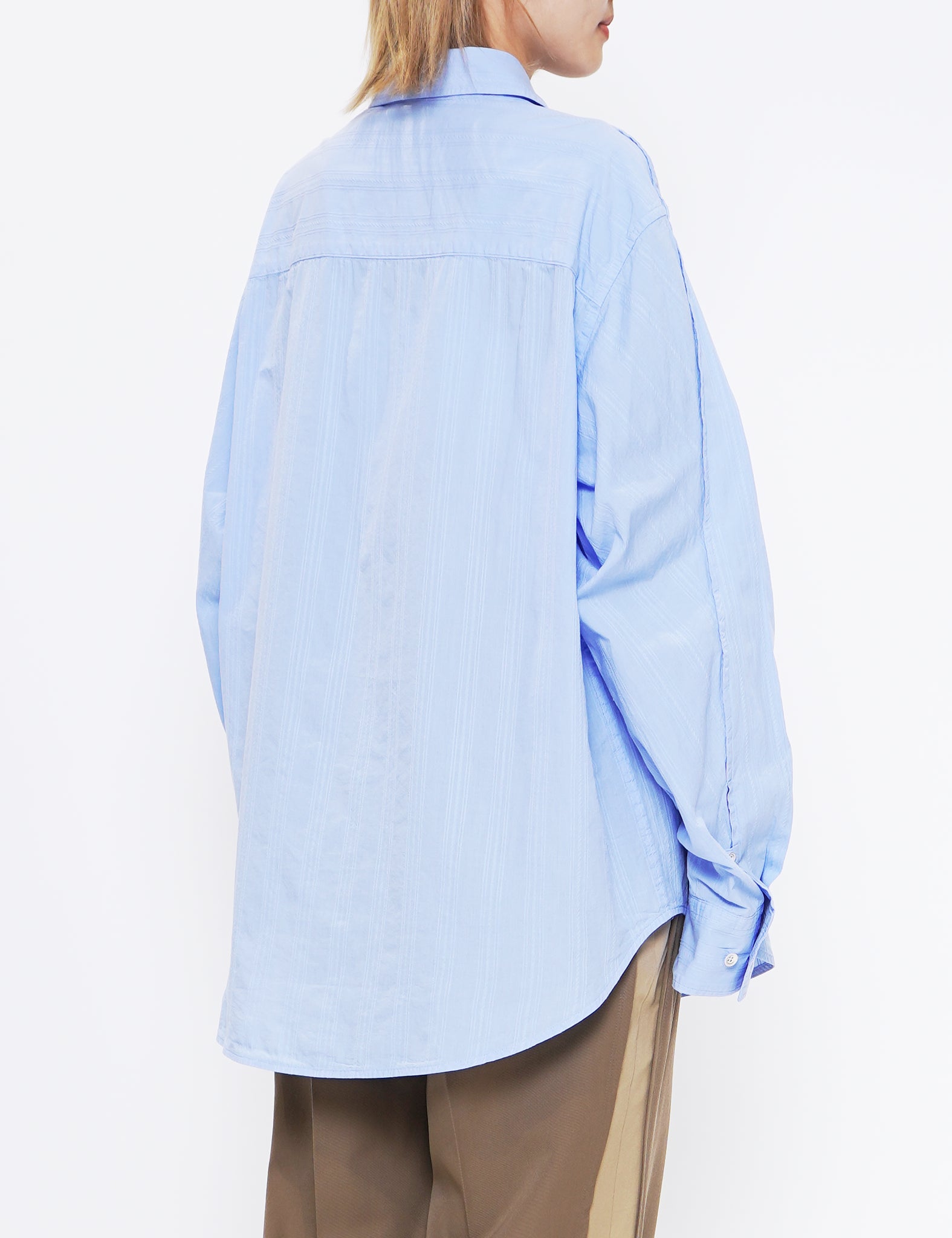 LIGHT BLUE GARMENT DYED DOBBY STRIPED SHIRT