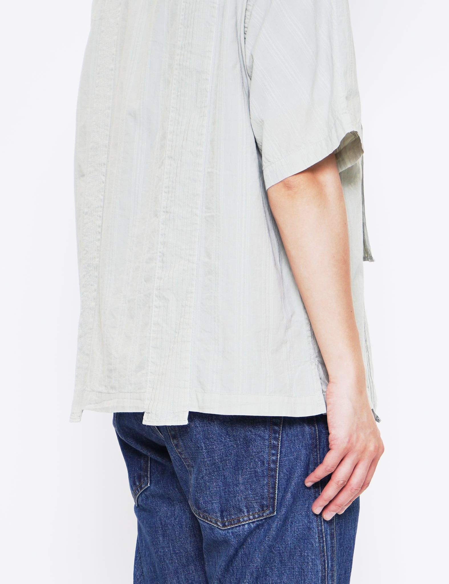 SAGE GARMENT DYED DOBBY STRIPED HALF SLEEVE SHIRT