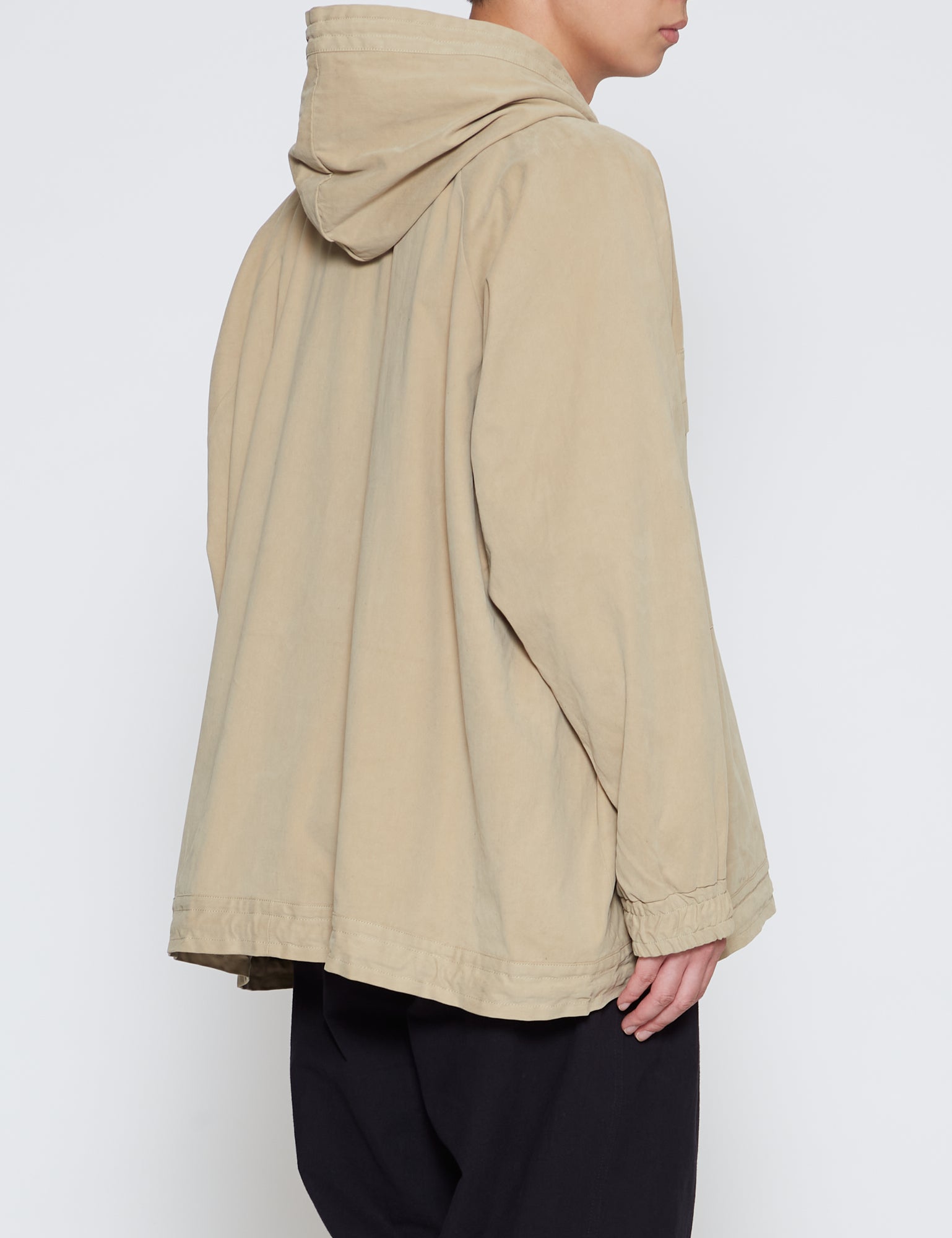 O PROJECT BEIGE HOODED PULLOVER JACKET
