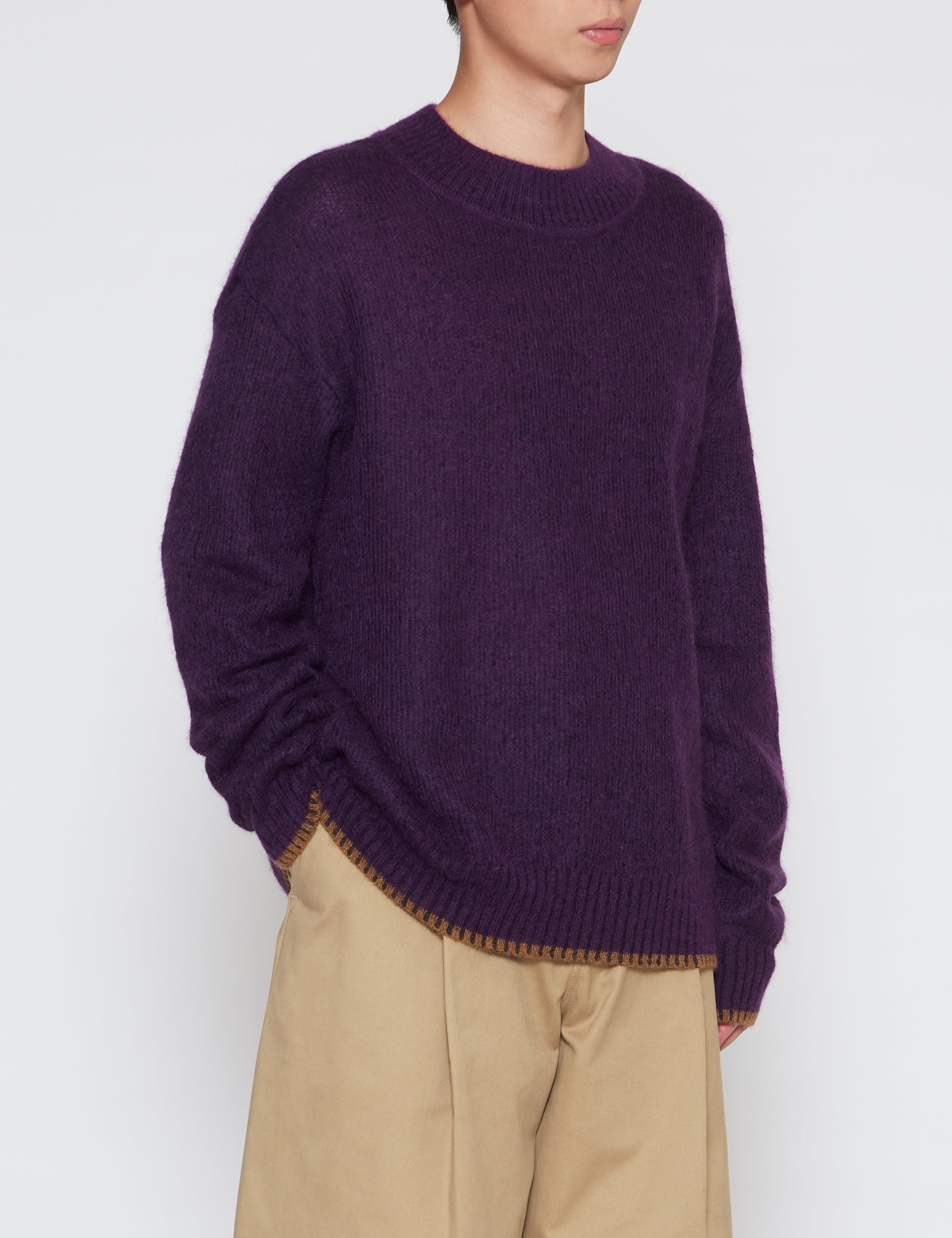 PURPLE AIRY LOOSE KNIT SWEATER
