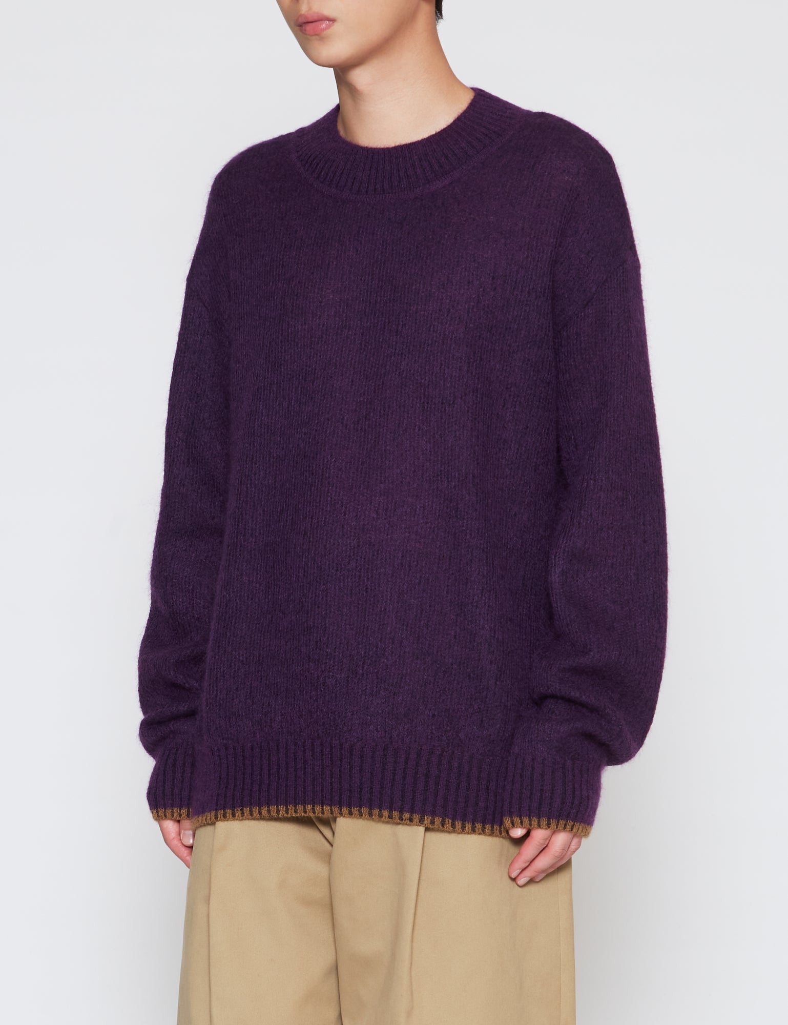 PURPLE AIRY LOOSE KNIT SWEATER