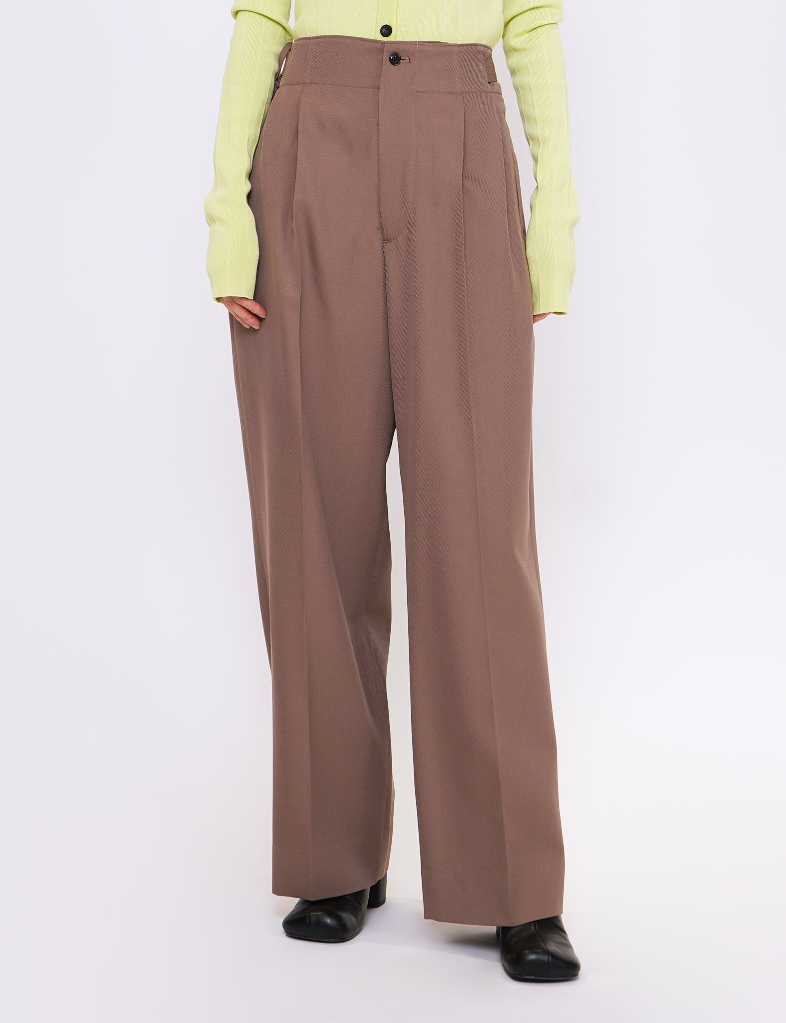 DUSTY TAUPE 2TUCK WIDE GURKHA TROUSERS