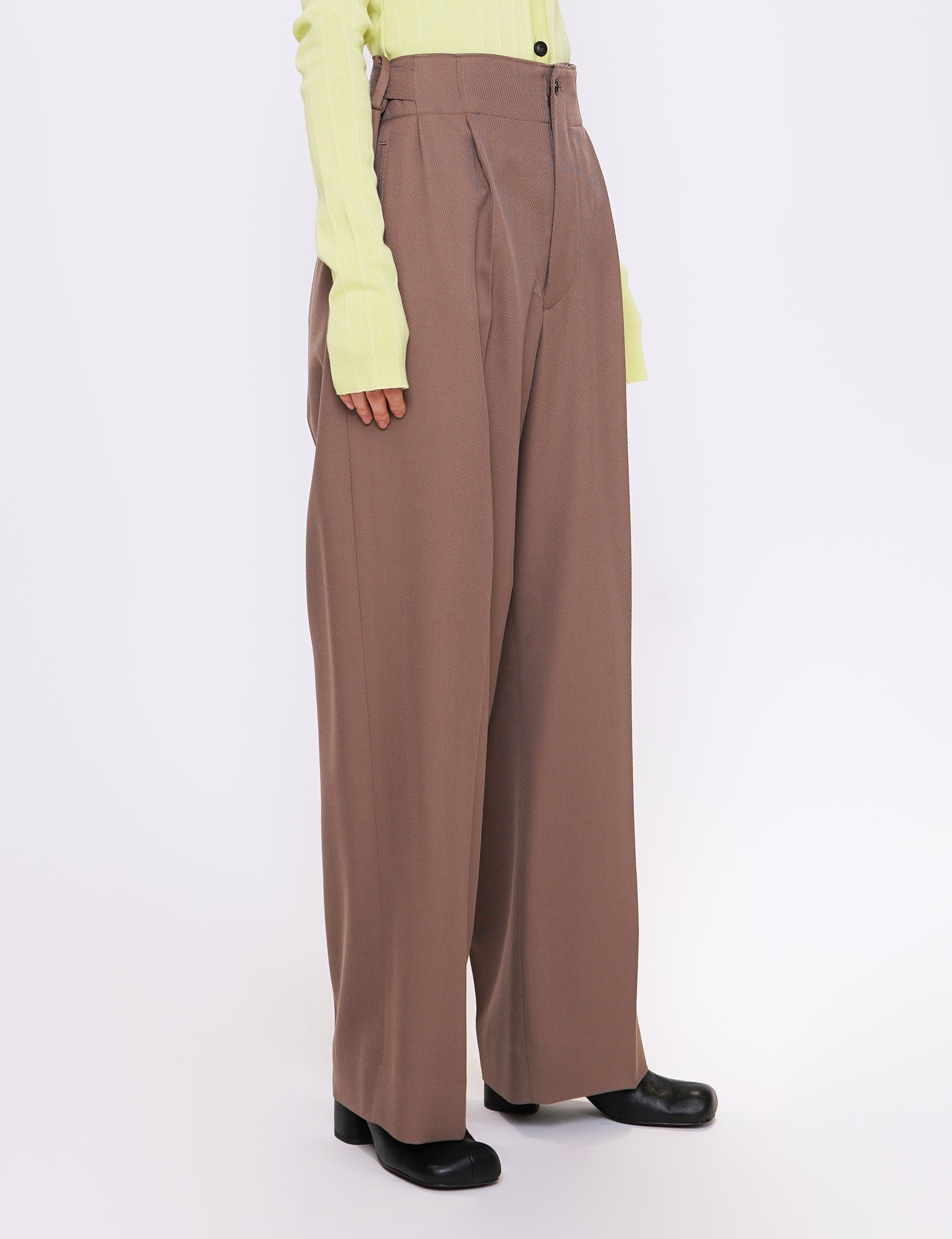 DUSTY TAUPE 2TUCK WIDE GURKHA TROUSERS