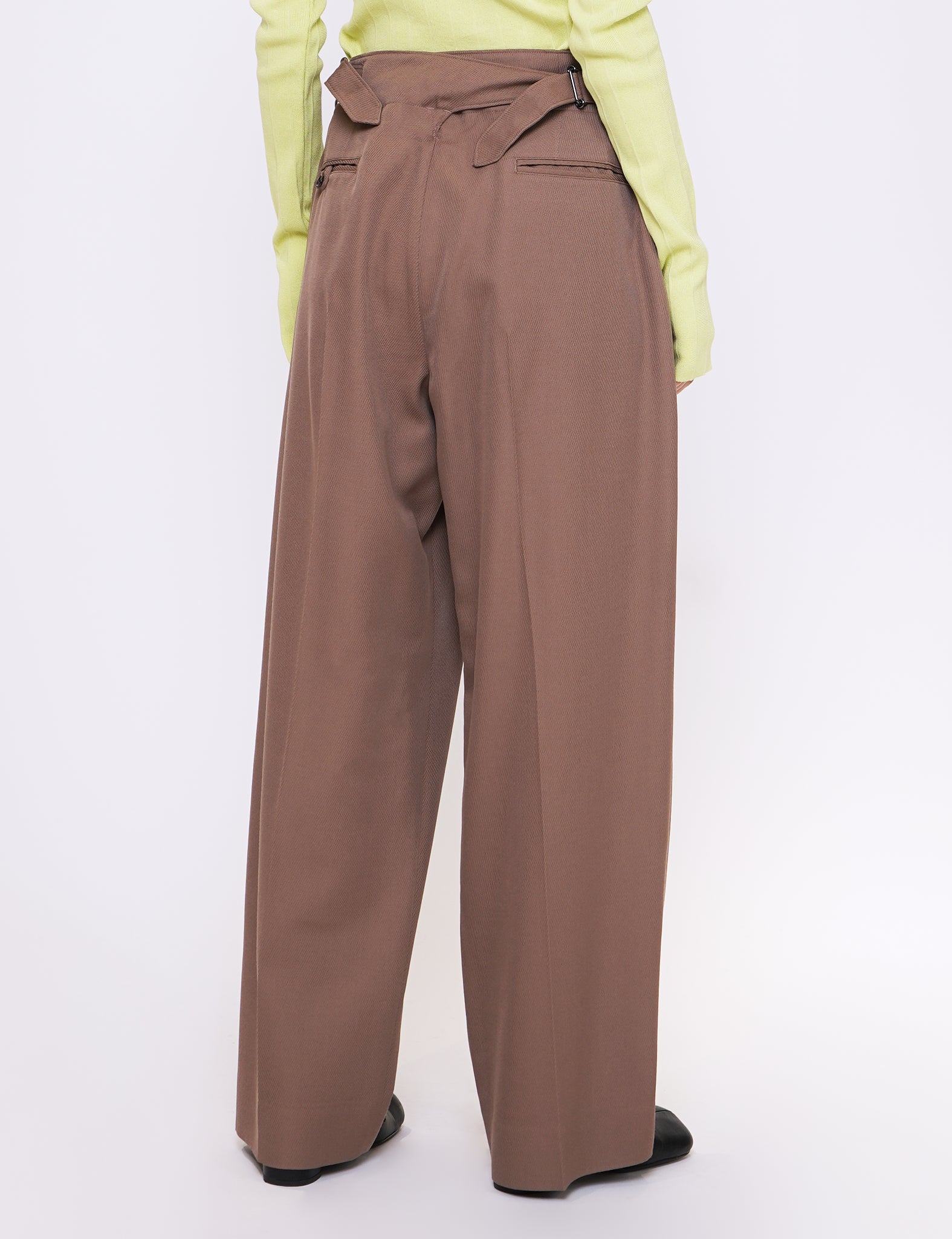 DUSTY TAUPE 2TUCK WIDE GURKHA TROUSERS