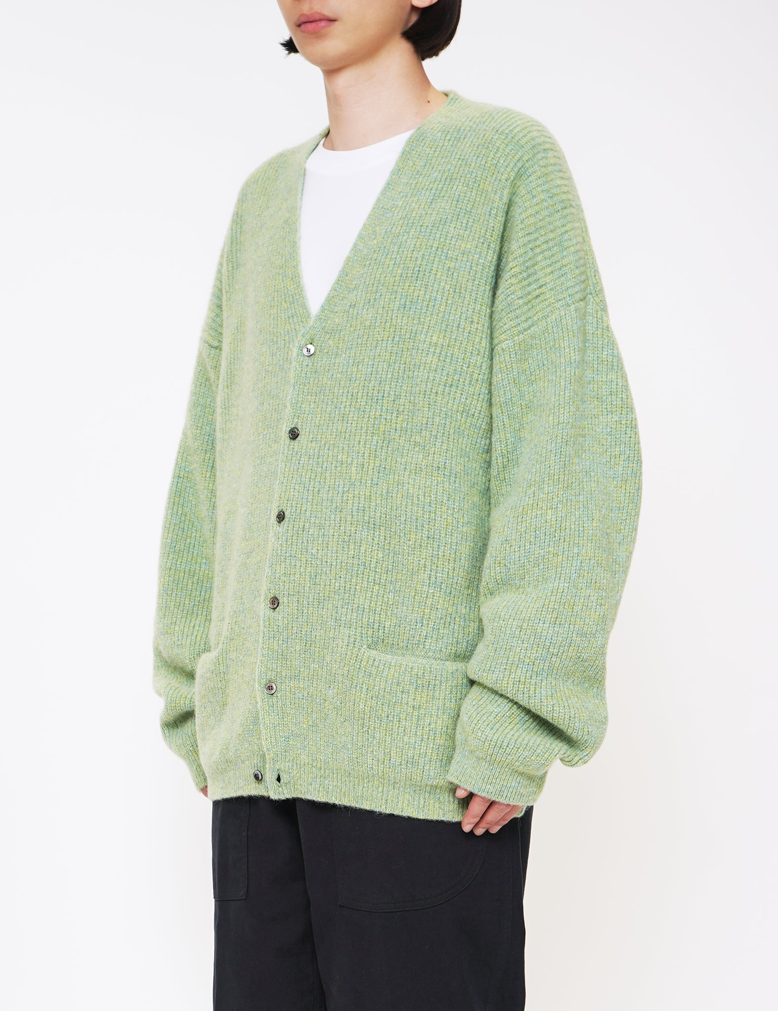 LIME BABY ALPACA RIB CARDIGAN