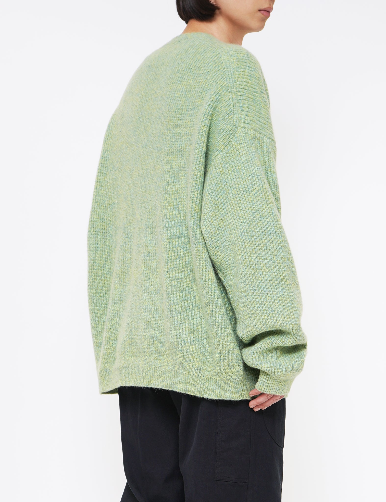 LIME BABY ALPACA RIB CARDIGAN