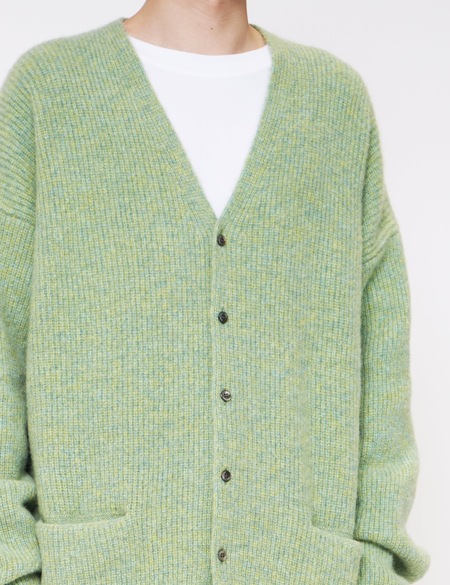 LIME BABY ALPACA RIB CARDIGAN