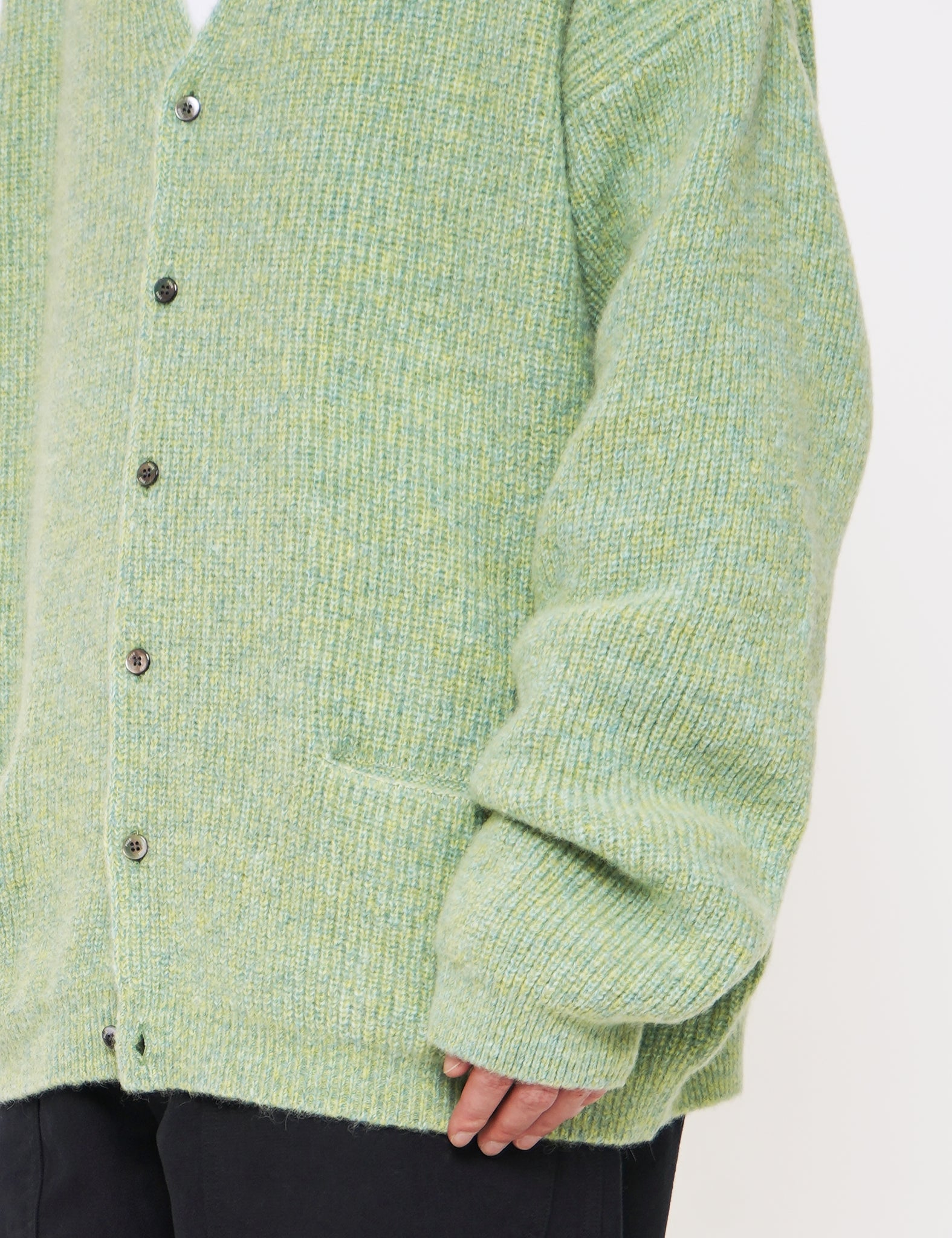 LIME BABY ALPACA RIB CARDIGAN
