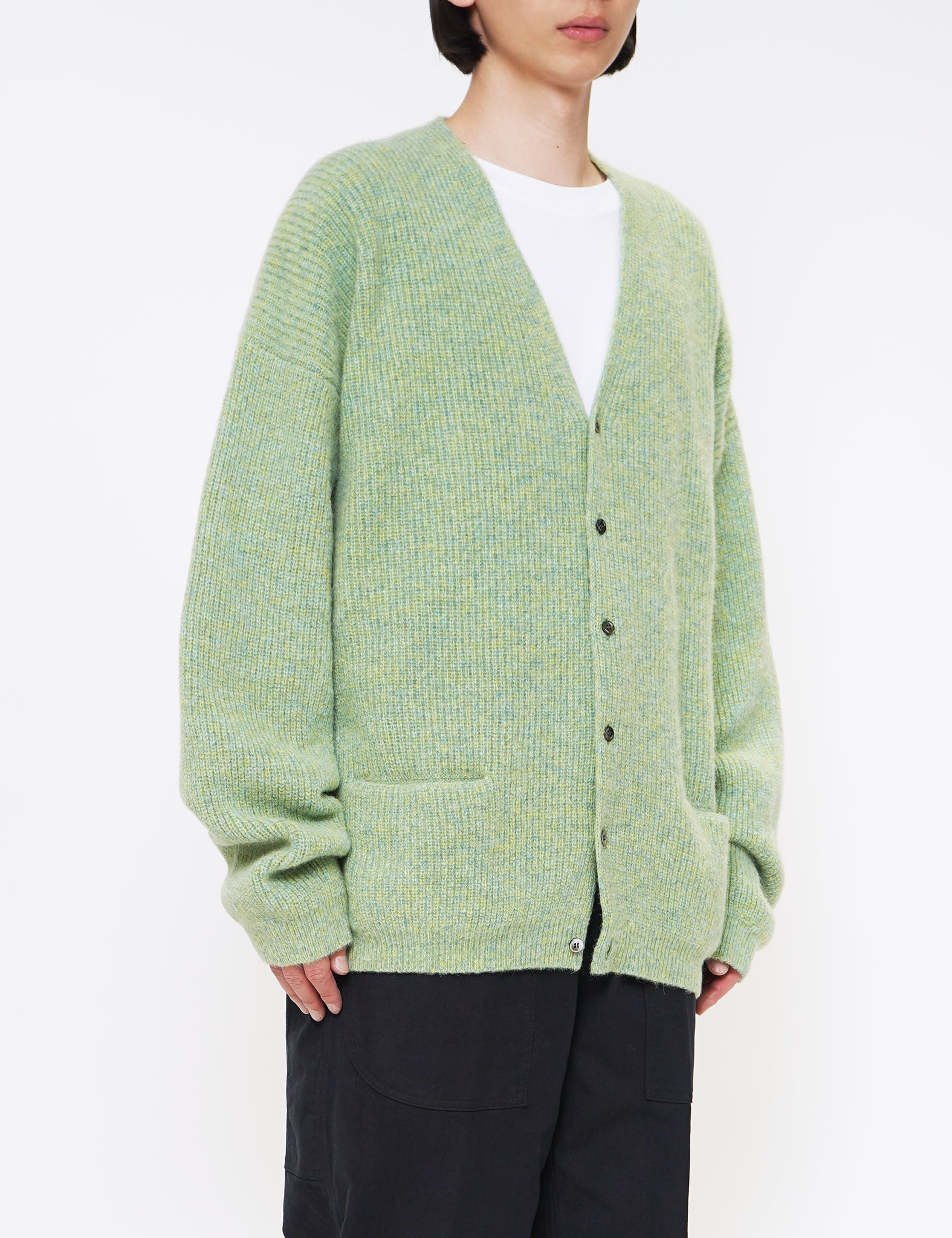 LIME BABY ALPACA RIB CARDIGAN