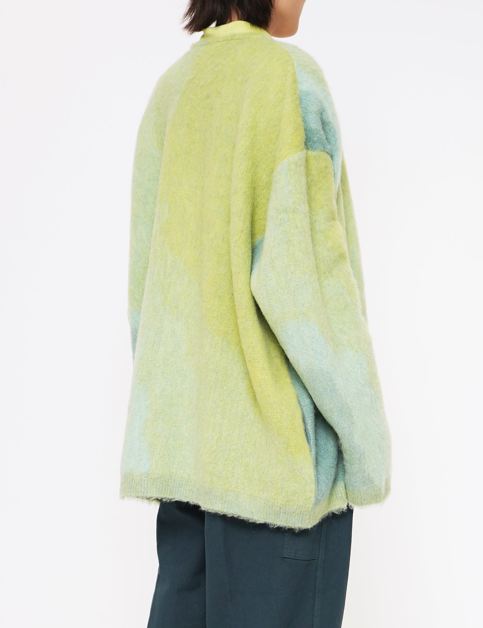 LIME YELLOW GRADATION JACQUARD CARDIGAN