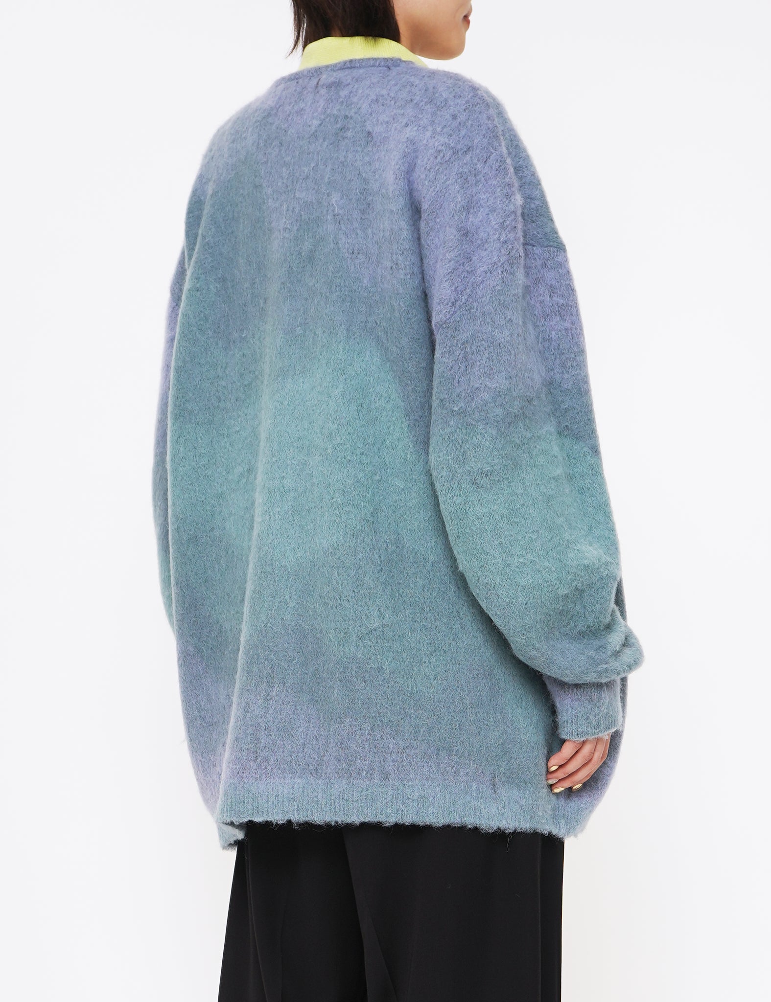 MIST GREEN GRADATION JACQUARD CARDIGAN